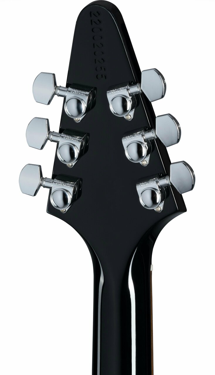 Gibson USA '80s Flying V Electric Guitar in Ebony - DSVE00EBCH1-Gibson-80s-Flying-V-Ebony-Headstock-Back.jpg
