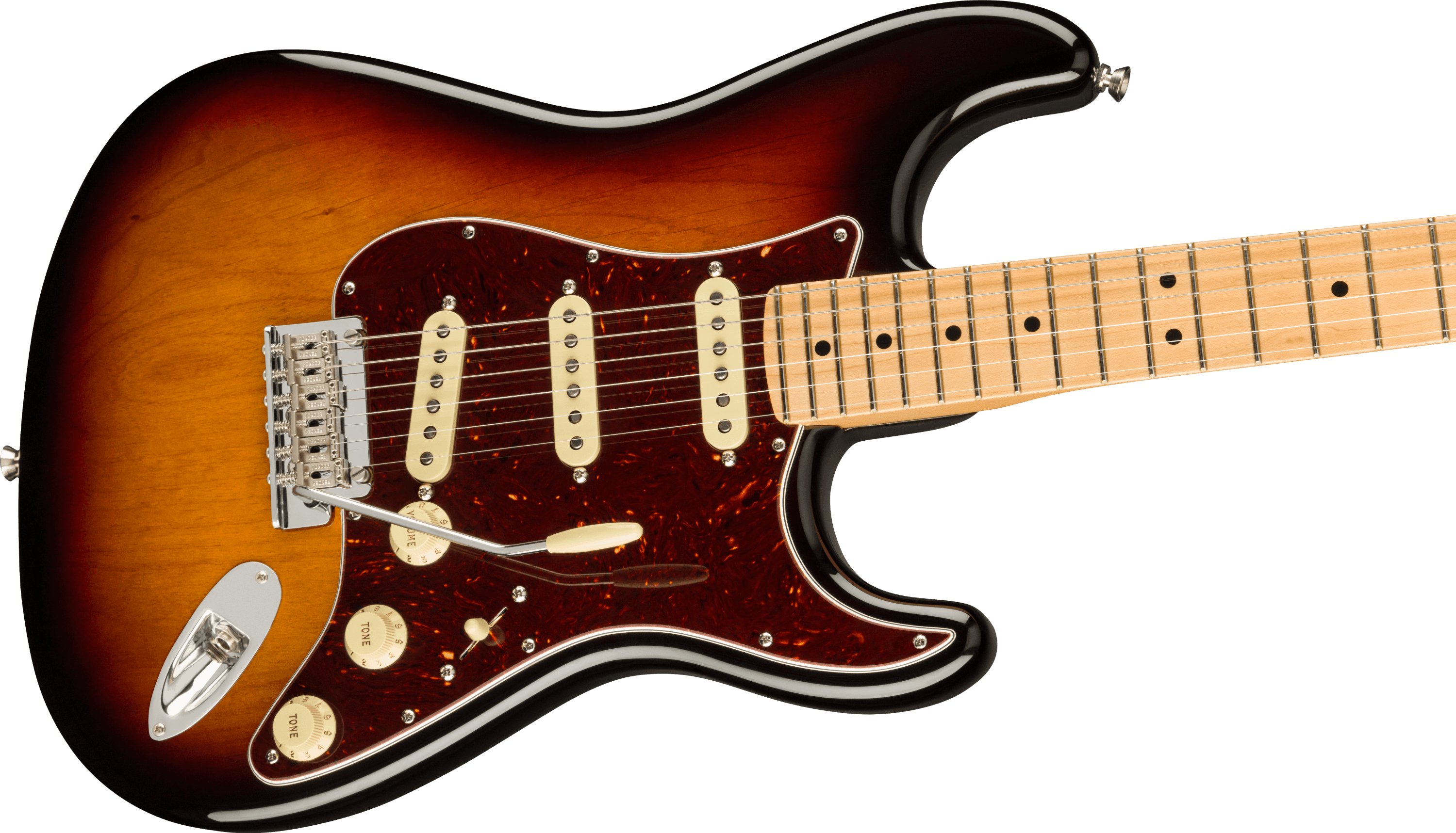 Fender American Professional II Stratocaster in 3-Tone Sunburst with Maple Fingerboard - 403136-Fender-American-Professional-II-Stratocaster-3-Tone-Sunburst-Maple-Fingerboard-Body-Angle.jpg