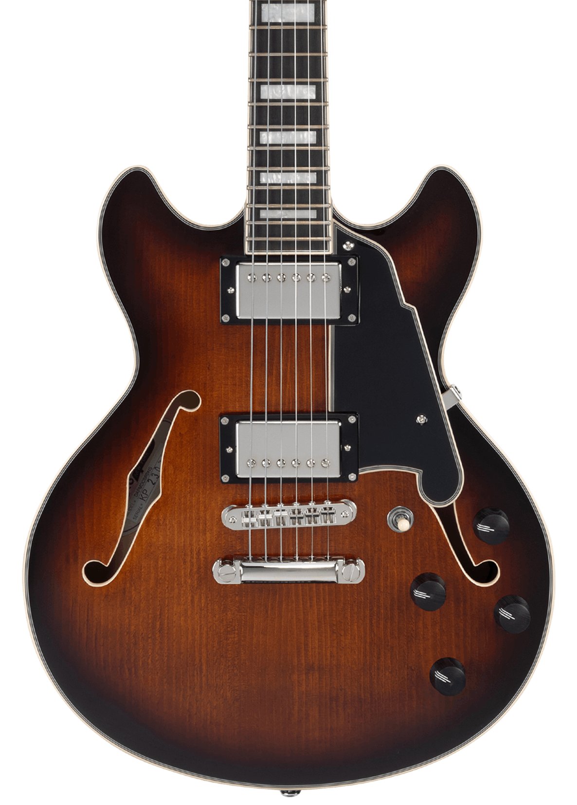 D'Angelico Premier Mini DC Double Cutaway Stopbar Electric Guitar in Brown Burst - DAPMDCBRBNS-1.jpg