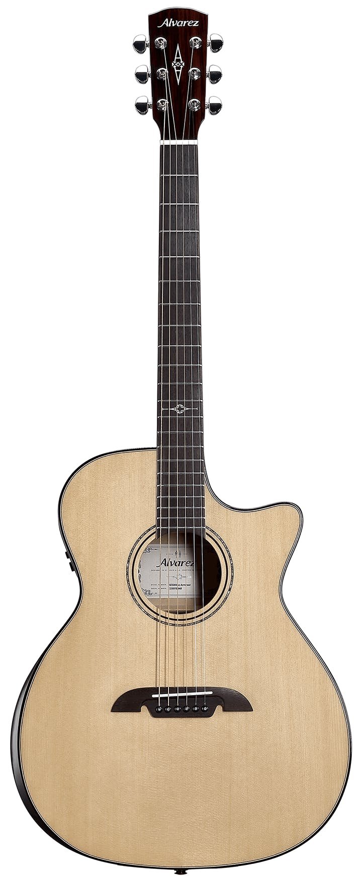Alvarez Artist Elite AEG80CE Grand Auditorium Electro Acoustic in Natural with Cutaway - AEG80CESPBAR-Alvarez-Artist-Elite-Grand-Auditorium-Cutaway-Bevel-Spruce-top-Tint-Flame-Maple-back-LR-Baggs-SPB-Front.jpg