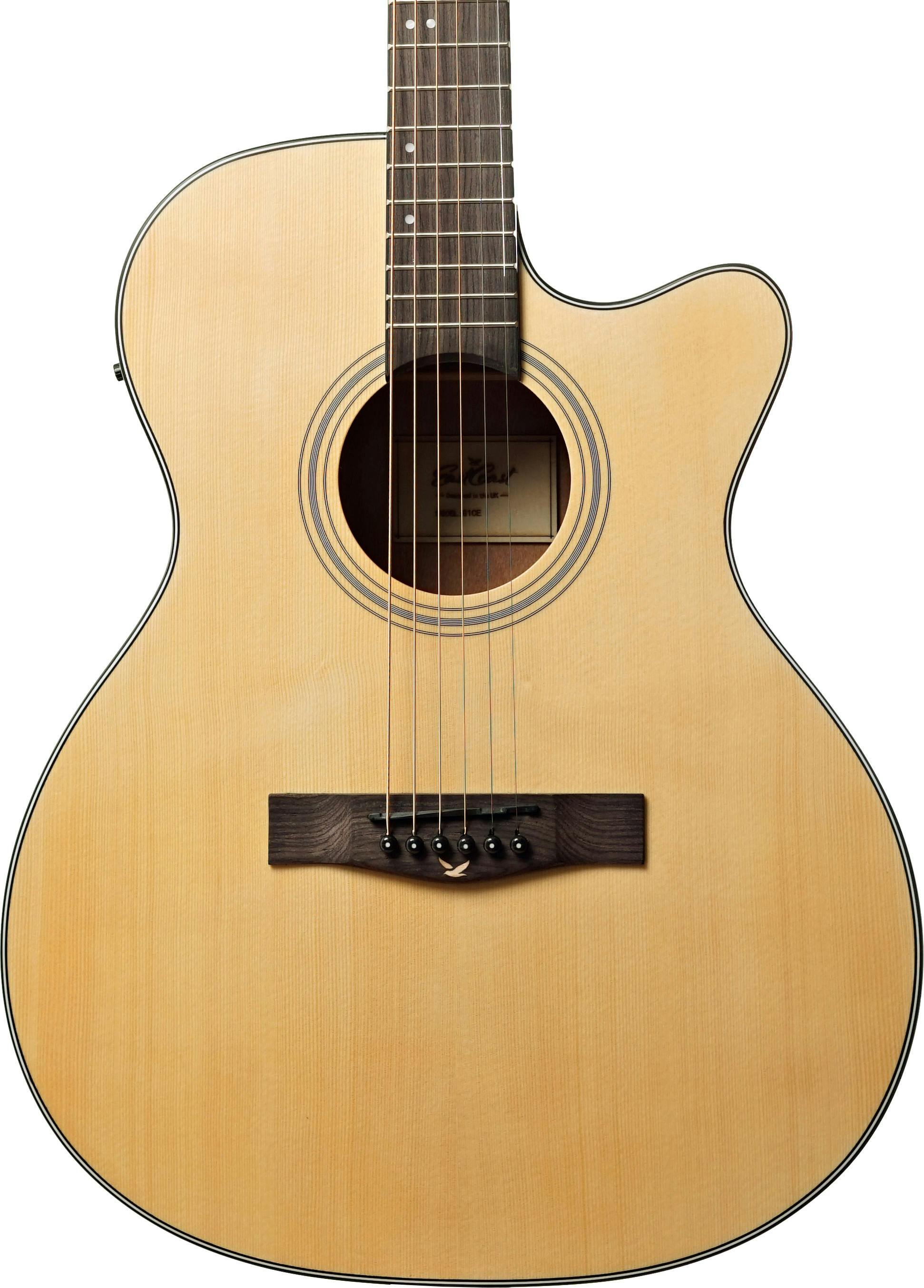 EastCoast G1CE Grand Auditorium Cutaway Satin Natural Spruce Laminate Top FEQ - 347385-G1CE Satin Natural Front1.jpg