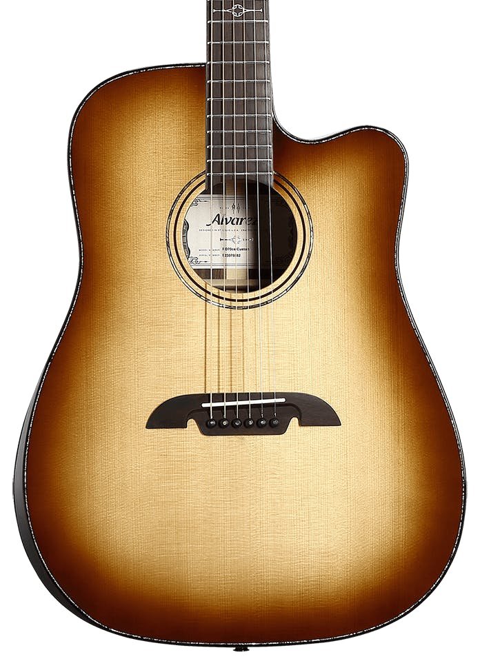 Alvarez Masterworks MDA70CE Dreadnought Electro Acoustic in Shadowburst with Cutaway - MDA70CEHFARSHB-Alvarez-Masterworks-Dreadnought-Cutaway-Bevels-Spruce-top-Rosewood-back-Shadowburst-LR-Baggs-HiFi-Hero.jpg