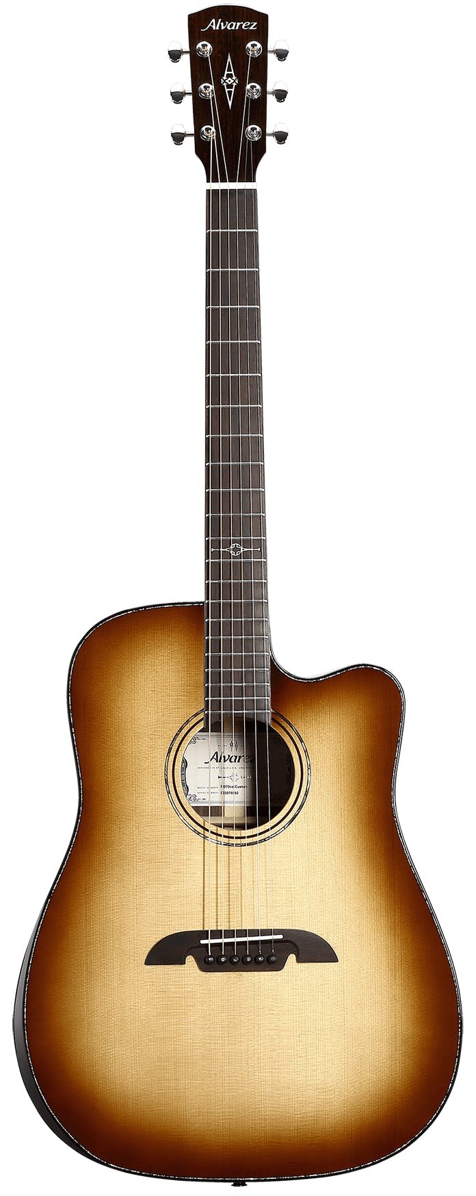 Alvarez Masterworks MDA70CE Dreadnought Electro-Acoustic in Shadowburst with Cutaway - MDA70CEHFARSHB-Alvarez-Masterworks-Dreadnought-Cutaway-Bevels-Spruce-top-Rosewood-back-Shadowburst-LR-Baggs-HiFi-Front.jpg