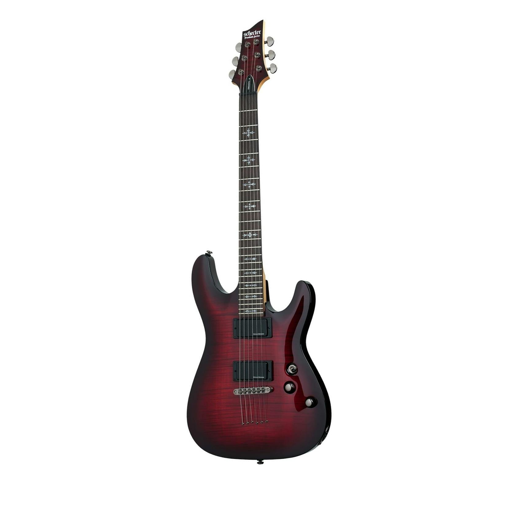 Schecter DEMON-6 Flamed Maple Top in Crimson Red Burst - Andertons