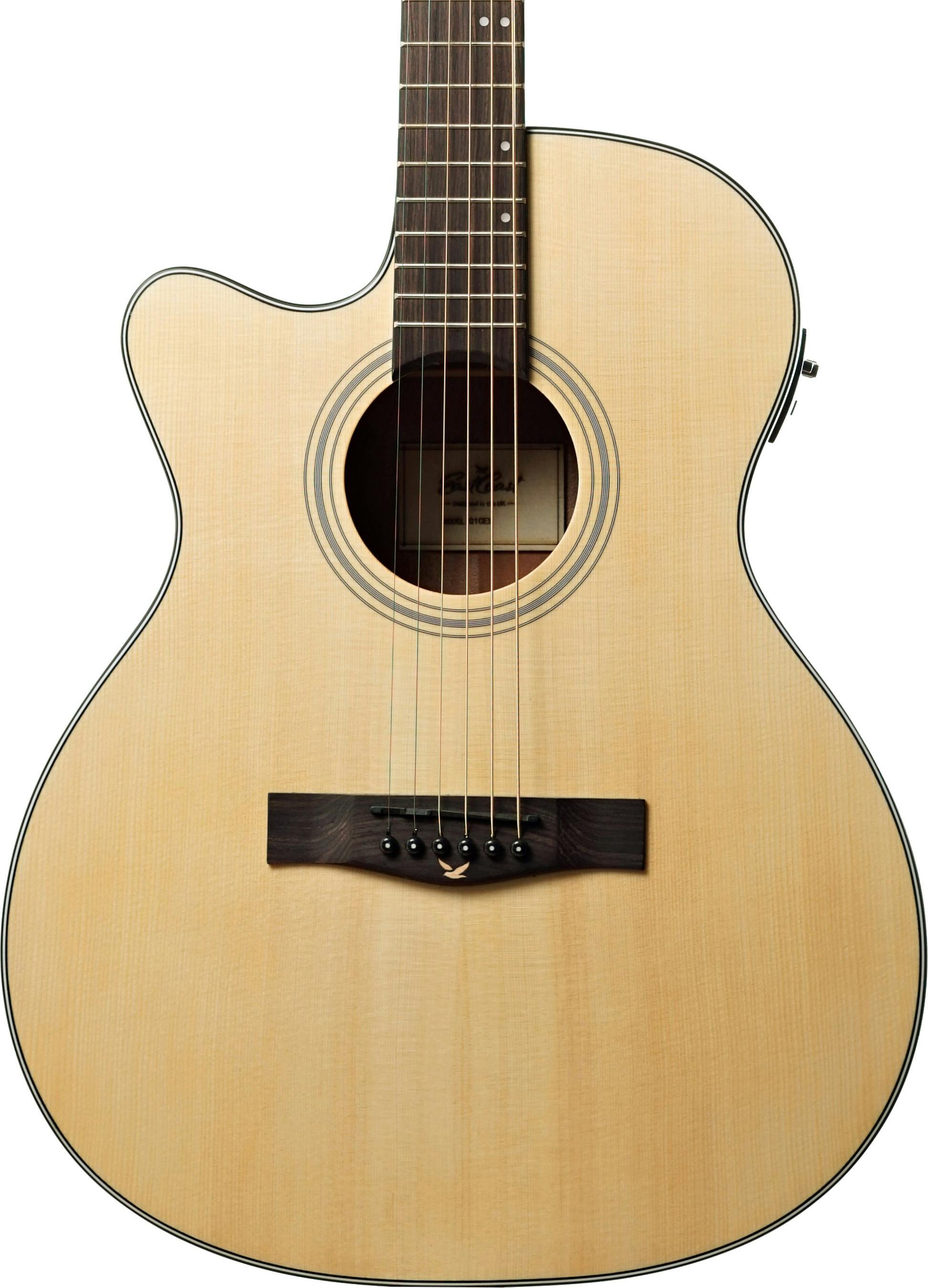 EastCoast G1CEL Grand Auditorium Cutaway Left Handed Satin Natural Spruce Laminate Top FEQ - 347388-G1CEL Satin Natural LH Front1.jpg