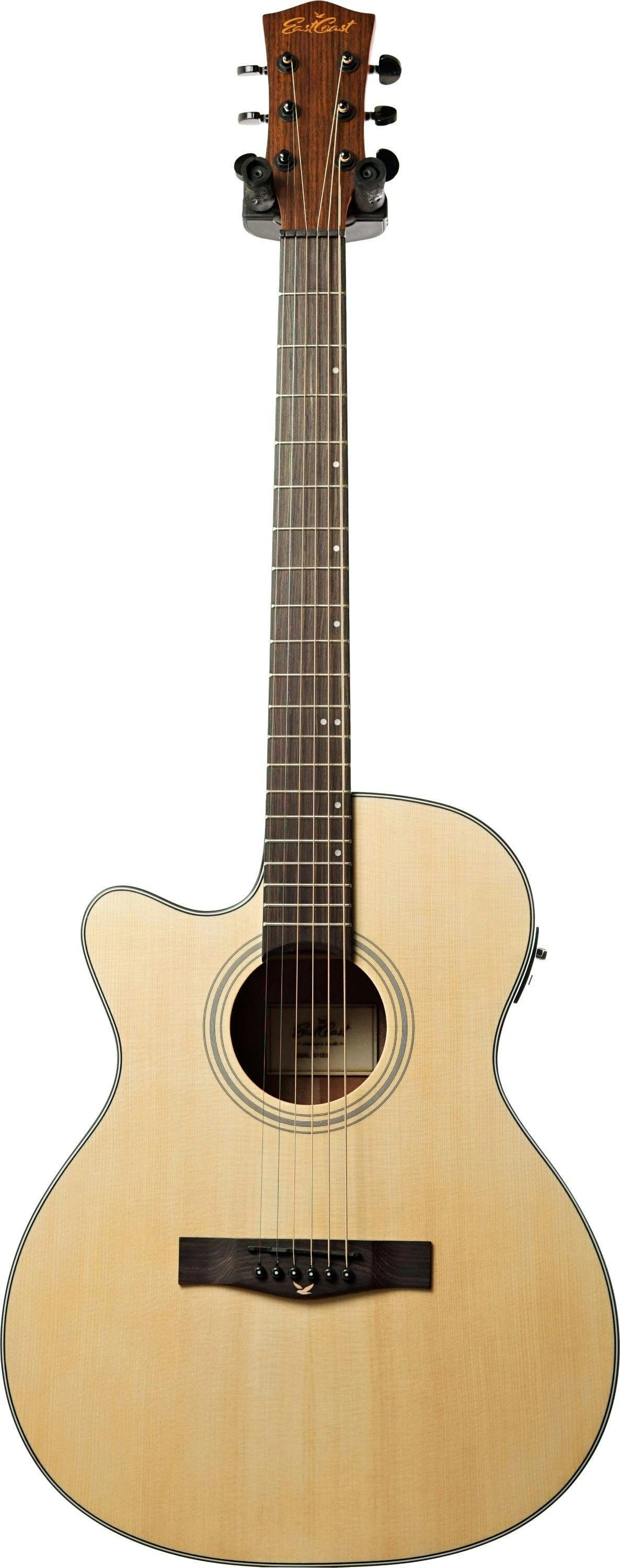 EastCoast G1CEL Left Handed Grand Auditorium Electro Acoustic Guitar In Natural - 347389-G1CEL Satin Natural LH Front.jpg
