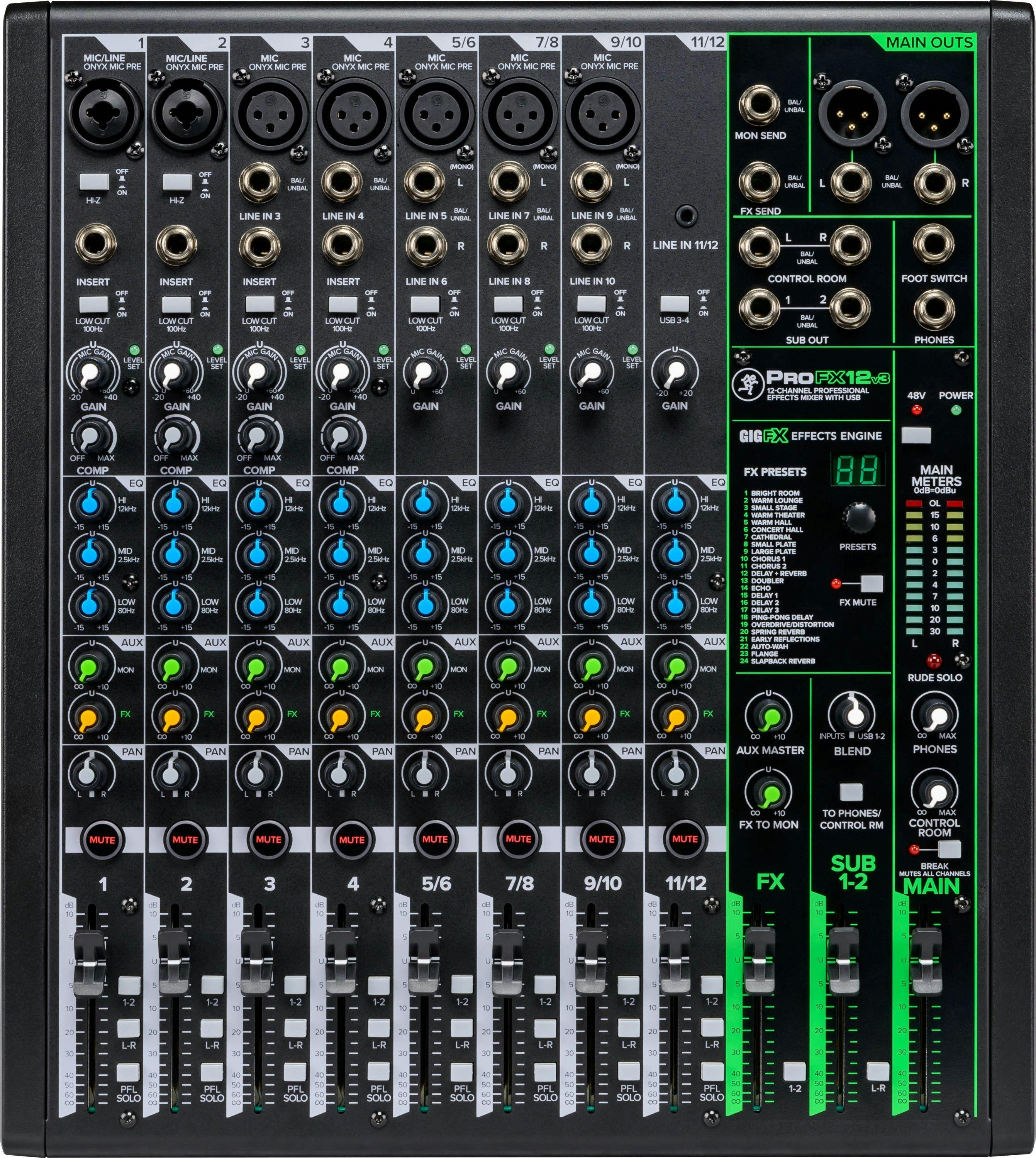 Mackie PROFX12 V3 Mixer with Digital FX - 355697-ProFX12v3_Top.jpg