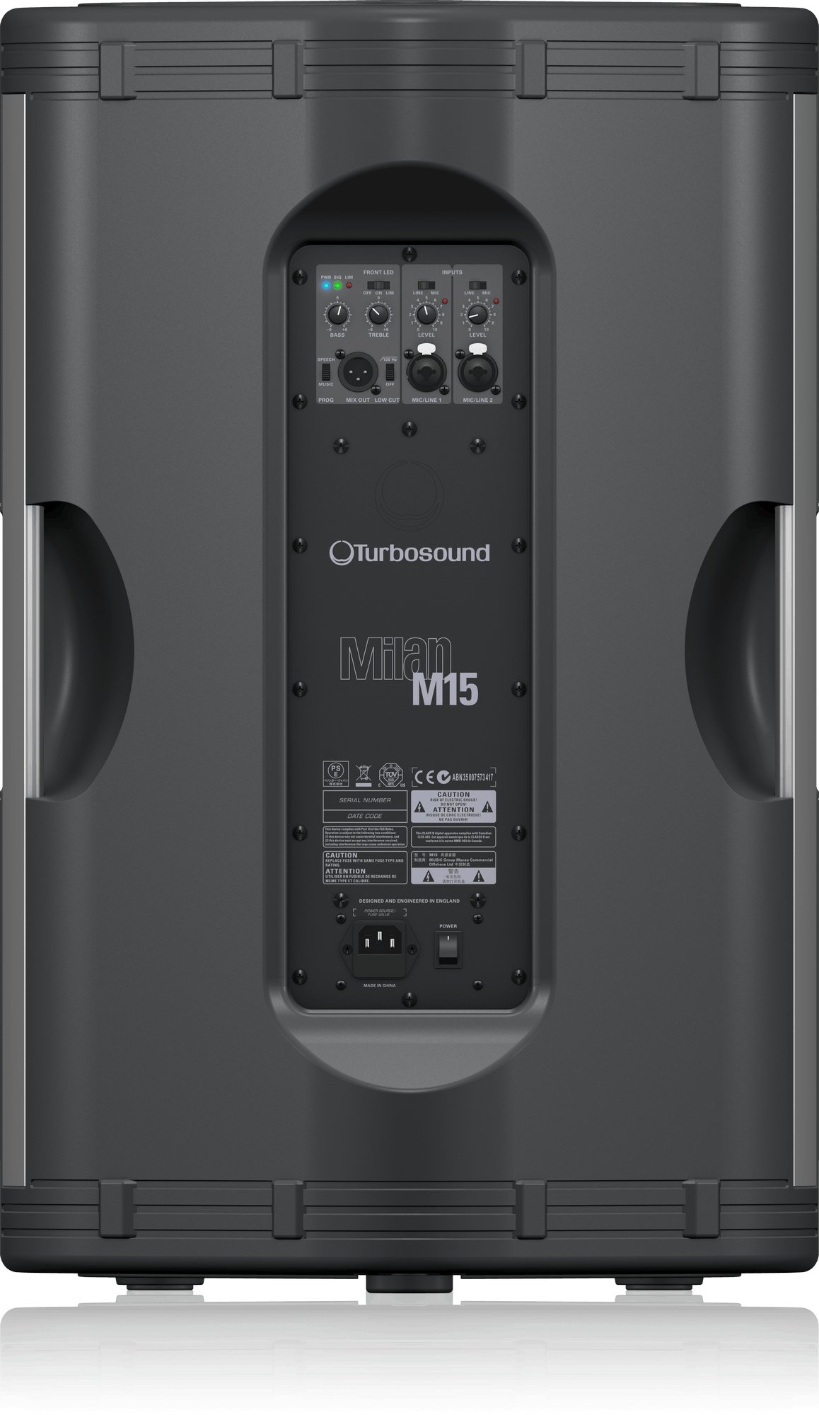 Turbosound M15 1100 Watt 2 Way 15" Full Range Powered Loudspeaker With DSP - 436053-M15_P0AW2_Rear_XL.jpg