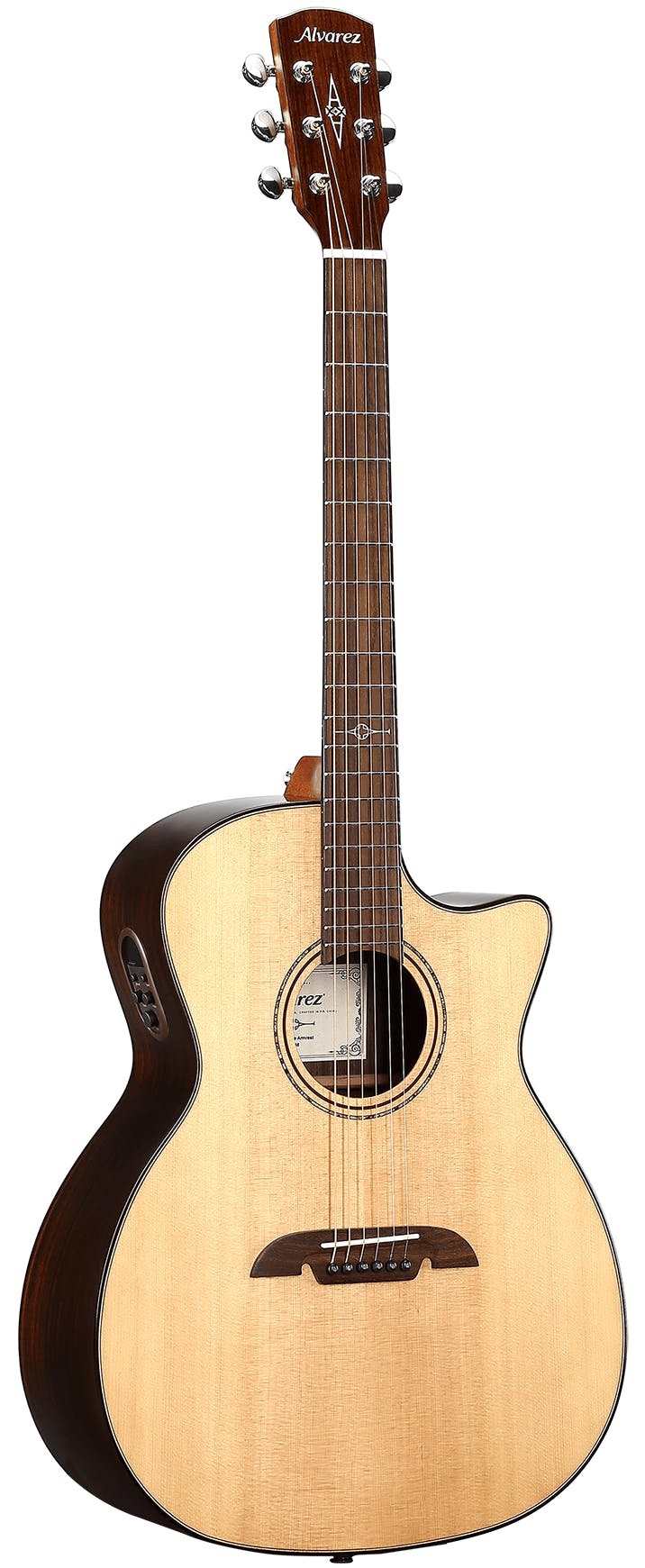 Alvarez Artist Elite AEG70CE Grand Auditorium Electro-Acoustic in Natural with Cutaway - AEG70CESPBAR-Alvarez-Artist-Elite-Grand-Auditorium-Cutaway-Bevel-Spruce-top-Rosewood-back-Natural-LR-Baggs-SPB-Left.jpg