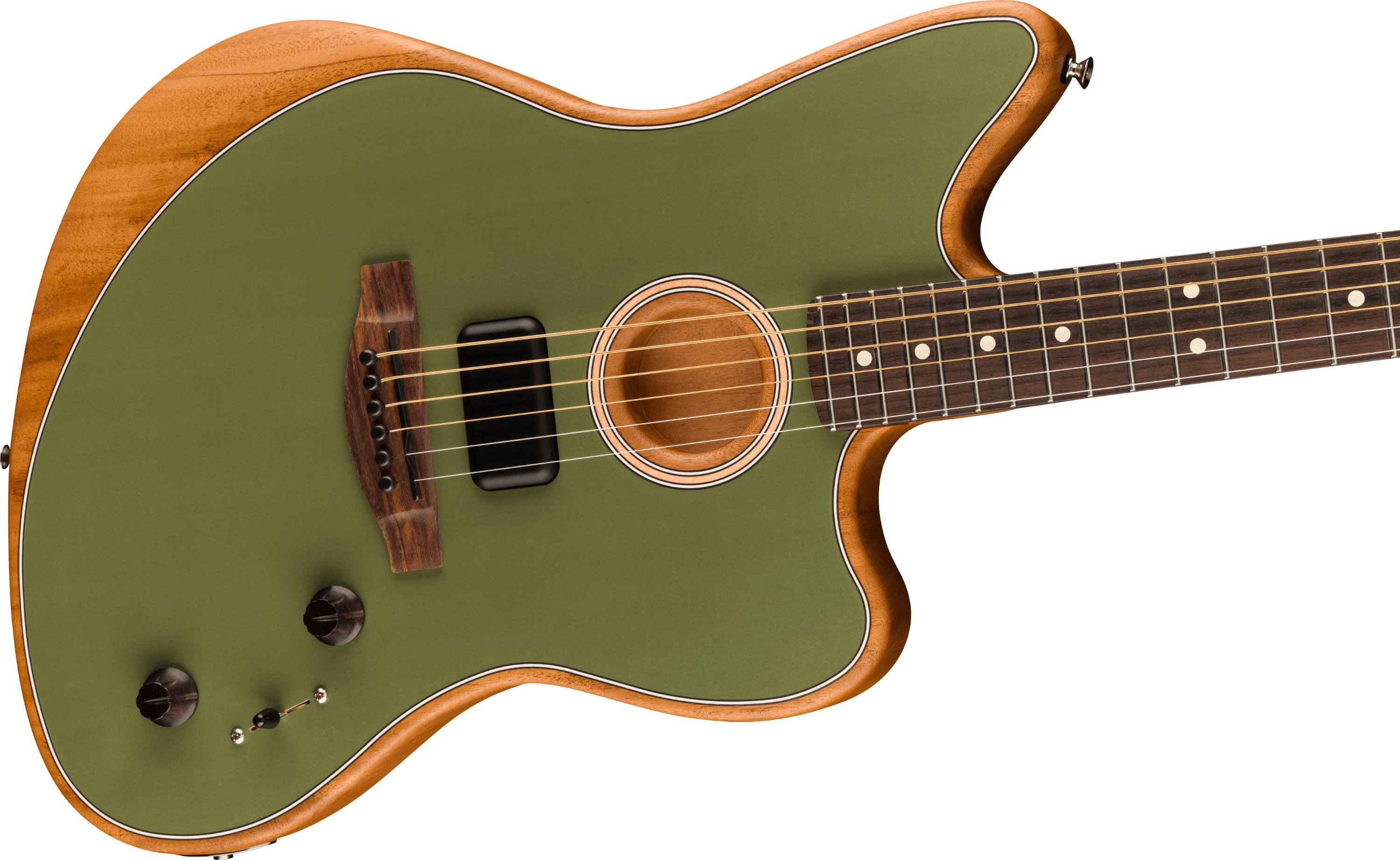Fender Acoustasonic Player Jazzmaster Acoustic/Electric Guitar in Antique Olive - 537041-Fender-Acoustasonic-Player-Jazzmaster-Antique-Olive-Body-Angle.jpg