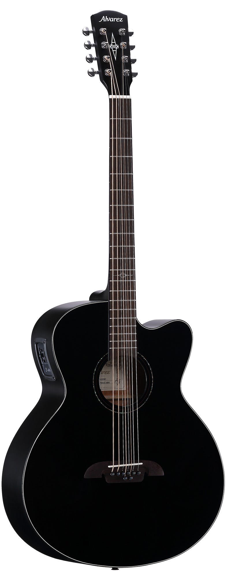 Alvarez Artist ABT60CE-8BK 8-String Baritone Electro Acoustic in Black with Cutaway - 387404-ABT60CE-8BK_Front-3_4.jpg