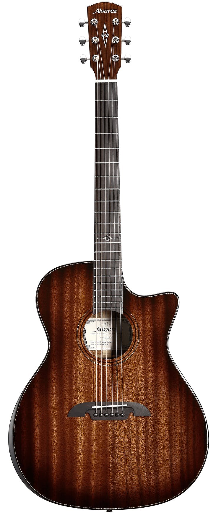 Alvarez Masterworks MGA66CE Grand Auditorium Electro-Acoustic in Shadowburst - MGA66CEHFARSHB-Alvarez-Masterworks-Grand-Auditorium-Cutaway-&-Bevels-Mahogany-top-back-Shadowburst-LR-Baggs-HiFi-Front.jpg