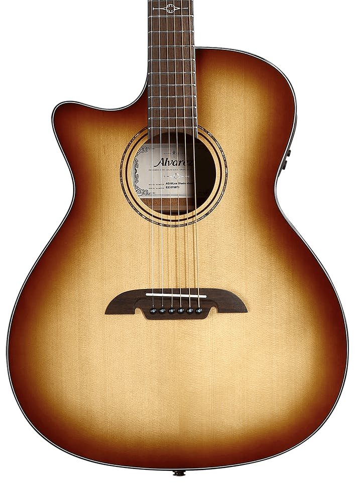 Alvarez Artist AG60LCE Left Handed Grand Auditorium Electro Acoustic in Shadowburst with Cutaway - AG60LCESPBSHB-Alvarez-Artist-Grand-Auditorium-Left-Handed-Cutaway-Spruce-top-Mahogany-back-Shadowburst-LR-Baggs-SP-Hero.jpg
