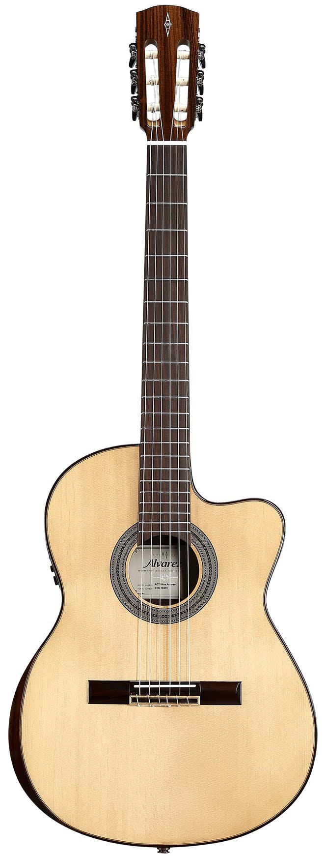 Alvarez Artist AC70HCE Classical Hybrid Electro Acoustic in Natural with Cutaway - AC70HCESPBAR-Alvarez-Artist-Classical-Hybrid-Cutaway-Bevel-Spruce-top-Rosewood-back-Natural-LR-Baggs-SPB-Front.jpg