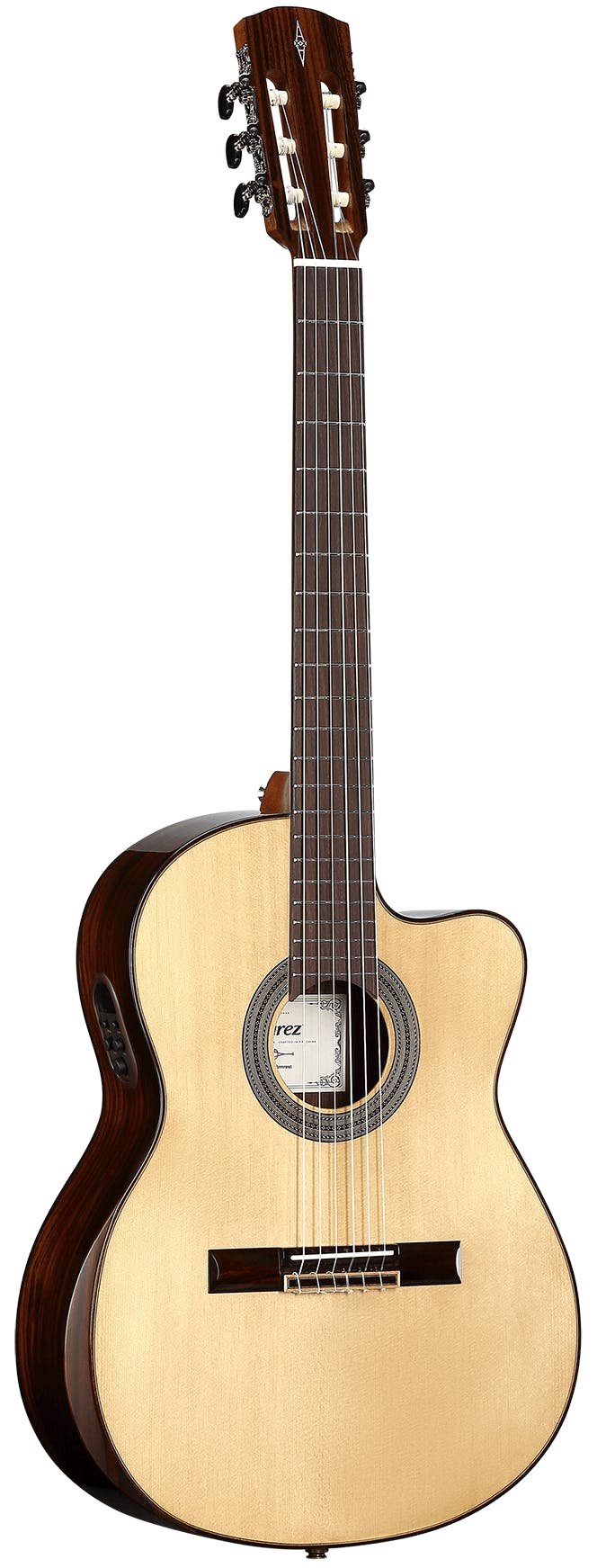 Alvarez Artist AC70HCE Classical Hybrid Electro-Acoustic in Natural with Cutaway - AC70HCESPBAR-Alvarez-Artist-Classical-Hybrid-Cutaway-Bevel-Spruce-top-Rosewood-back-Natural-LR-Baggs-SPB-Left.jpg