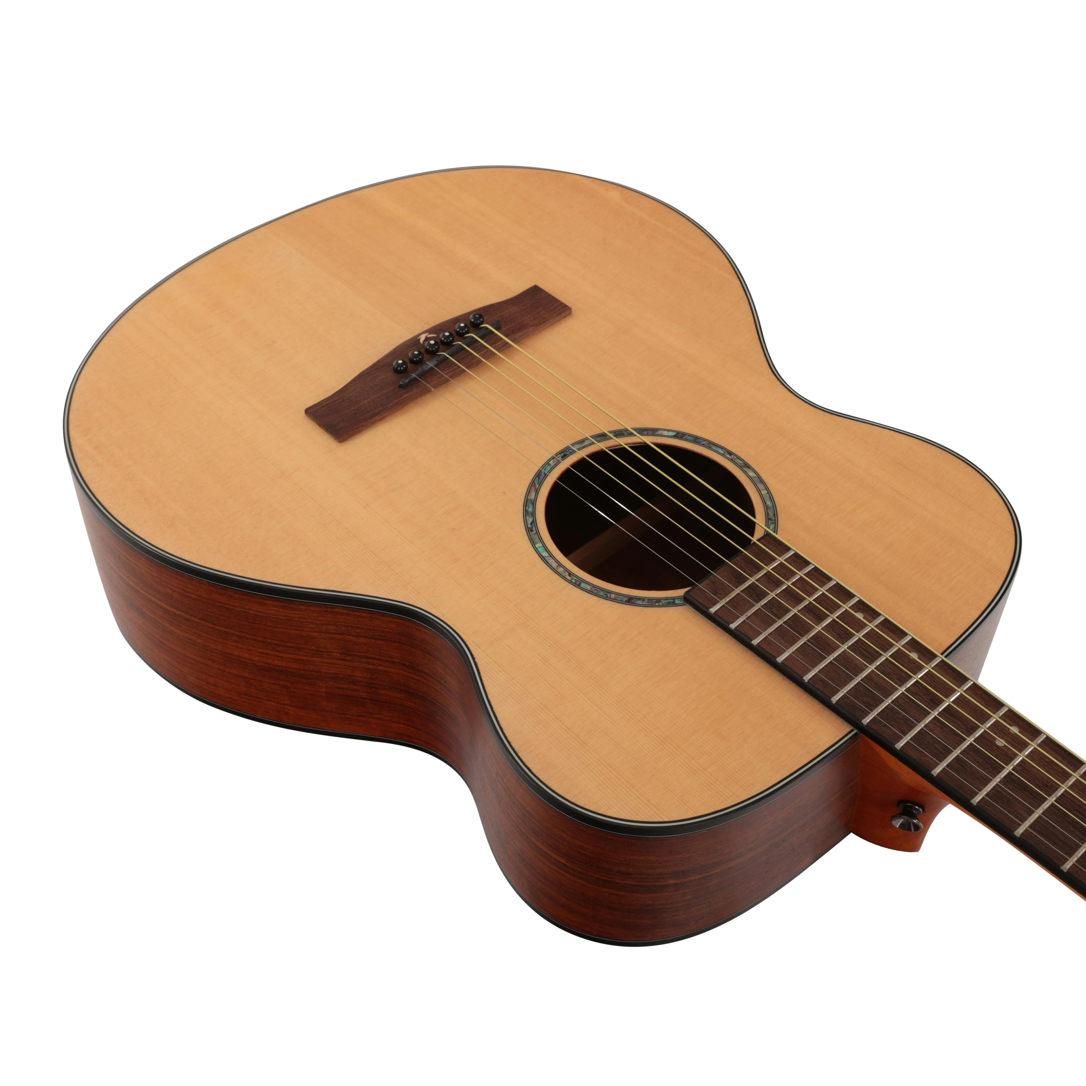 EastCoast G1S Grand Auditorium Spruce Solid Top Acoustic Guitar in Satin Natural - EC-G1S-NTS-EastCoast-G1S-Acoustic-Guitar-Body-Angle-2.jpg