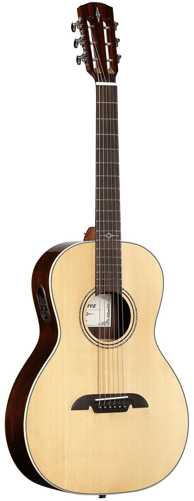 Alvarez Artist AP70E Parlour Electro Acoustic in Natural - AP70ESPB-Alvarez-Artist-Parlor-Spruce-top-Rosewood-back-Natural-LR-Baggs-SPB-Left.jpg