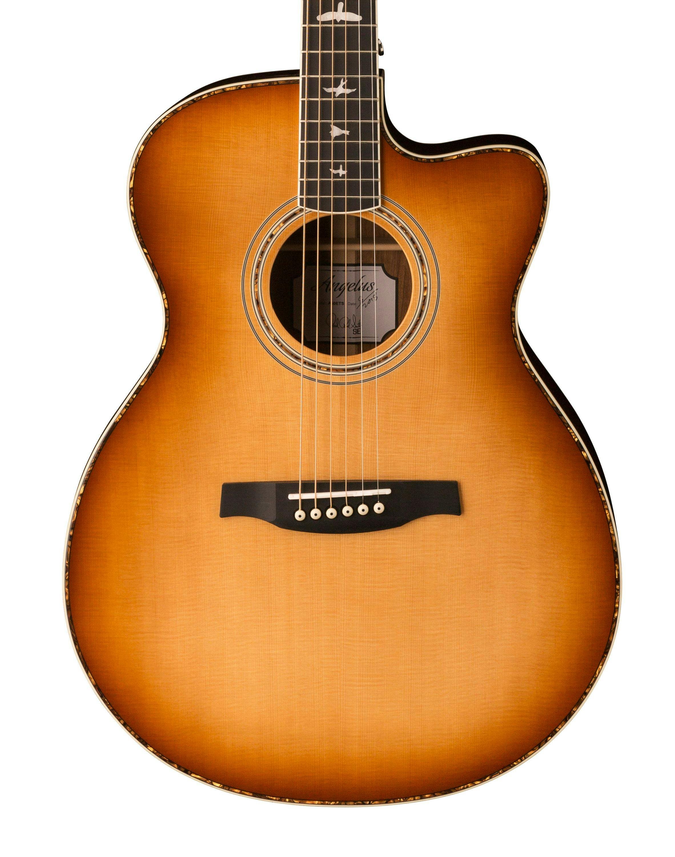 PRS SE Angelus A40ETS Cutaway Electro Acoustic in Tobacco Sunburst - 348396-SE A40E Tobacco Sunburst Hero.jpg