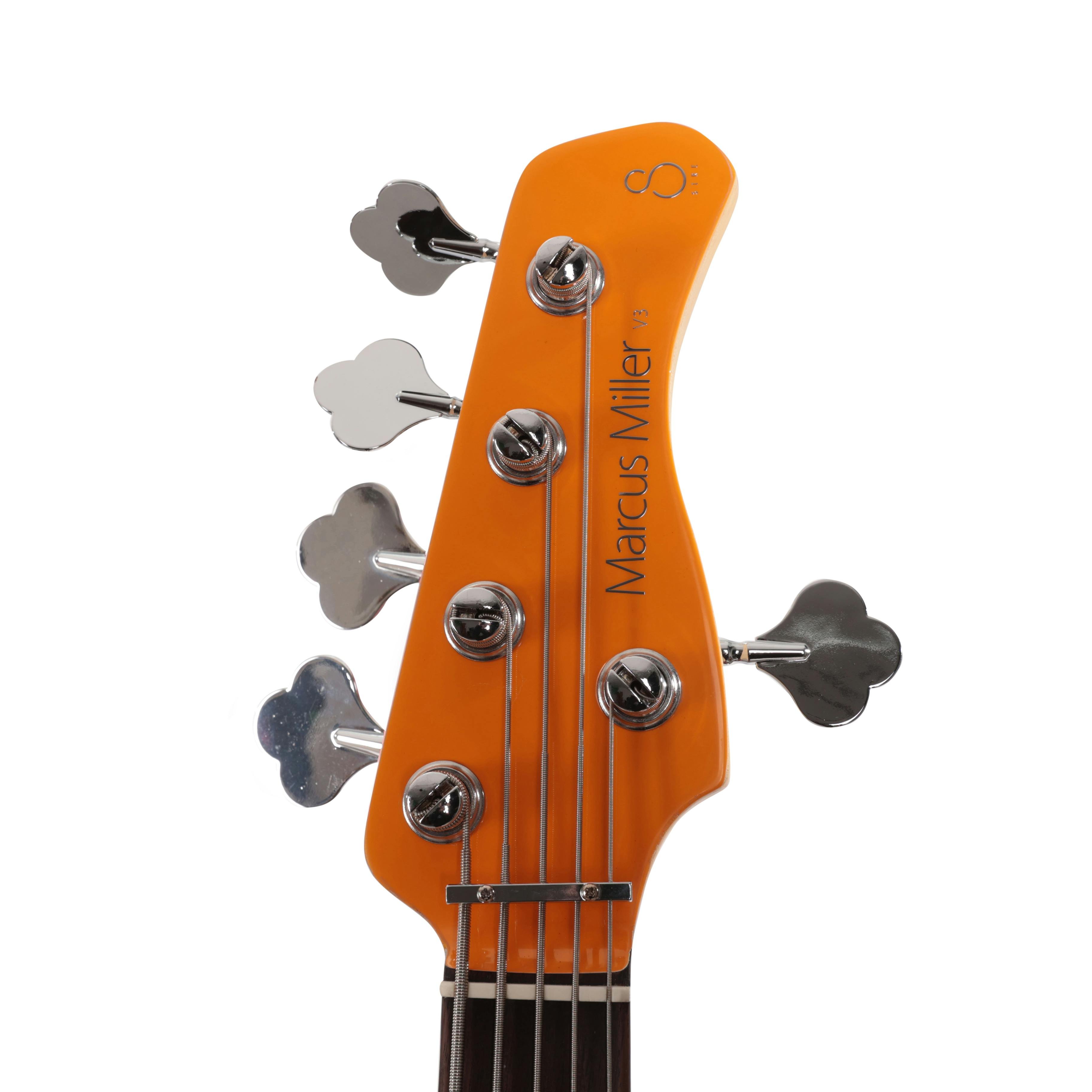 Sire Marcus Miller V3P Passive 5-String Bass Guitar in Orange - SIREV3P5ORG-Sire-V3P-Passive-5-String-Bass-Orange-Headstock.jpg
