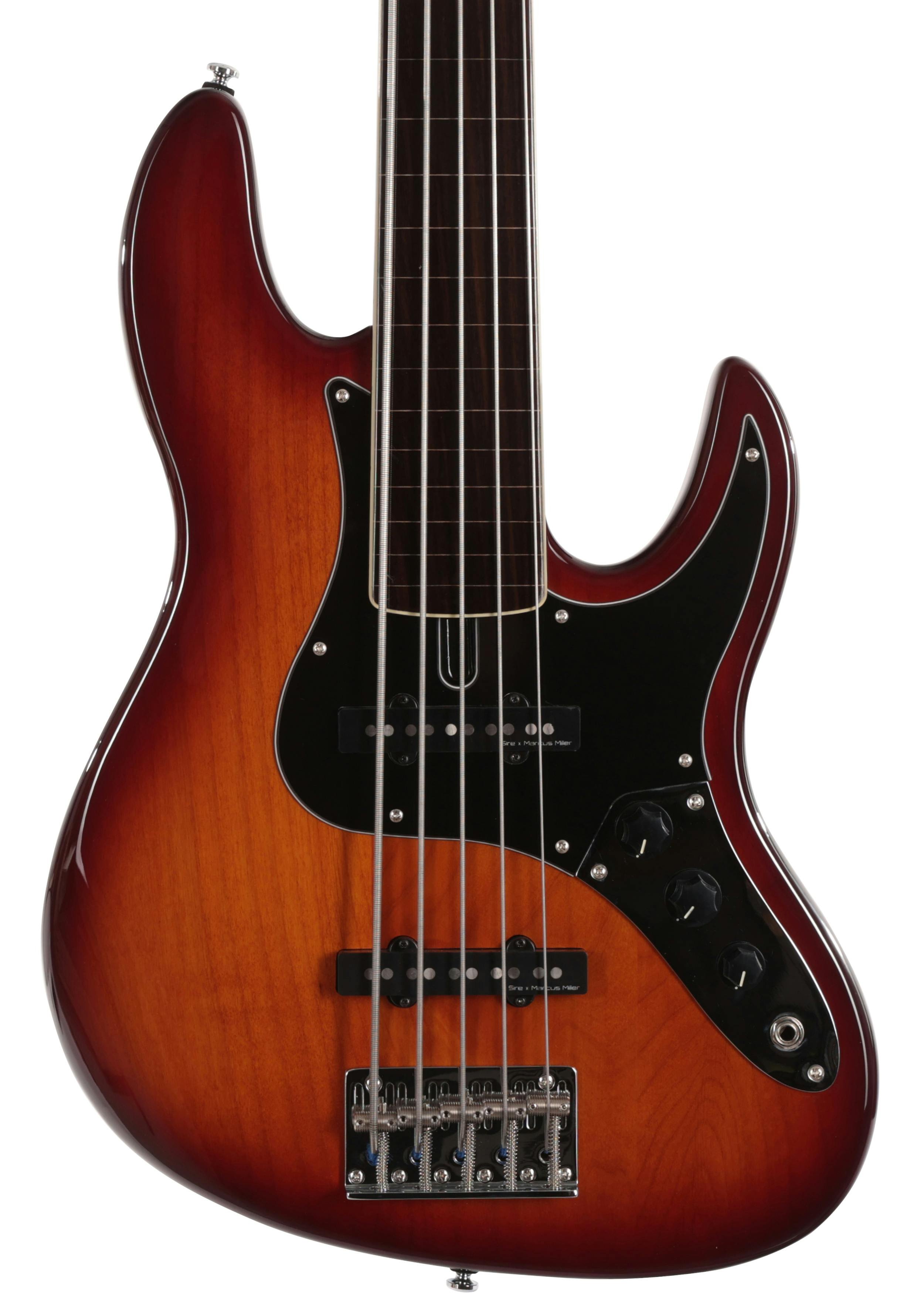 Sire Marcus Miller V5 24 Fret 5-String Fretless Bass Guitar in Tobacco Sunburst - SIREFL24V55TS-Sire-V5-24-Fret-5-String-Fretless-Bass-Tobacco-Sunburst-Body.jpg