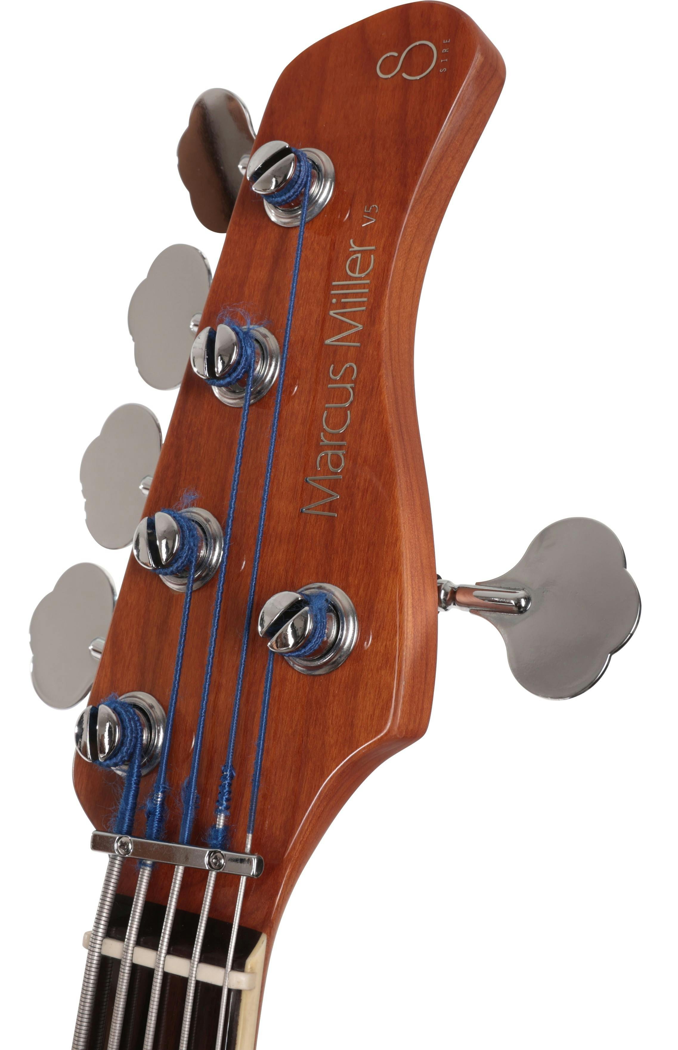 Sire Marcus Miller V5 24 Fret 5-String Fretless Bass Guitar in Tobacco Sunburst - SIREFL24V55TS-Sire-V5-24-Fret-5-String-Fretless-Bass-Tobacco-Sunburst-Headstock.jpg