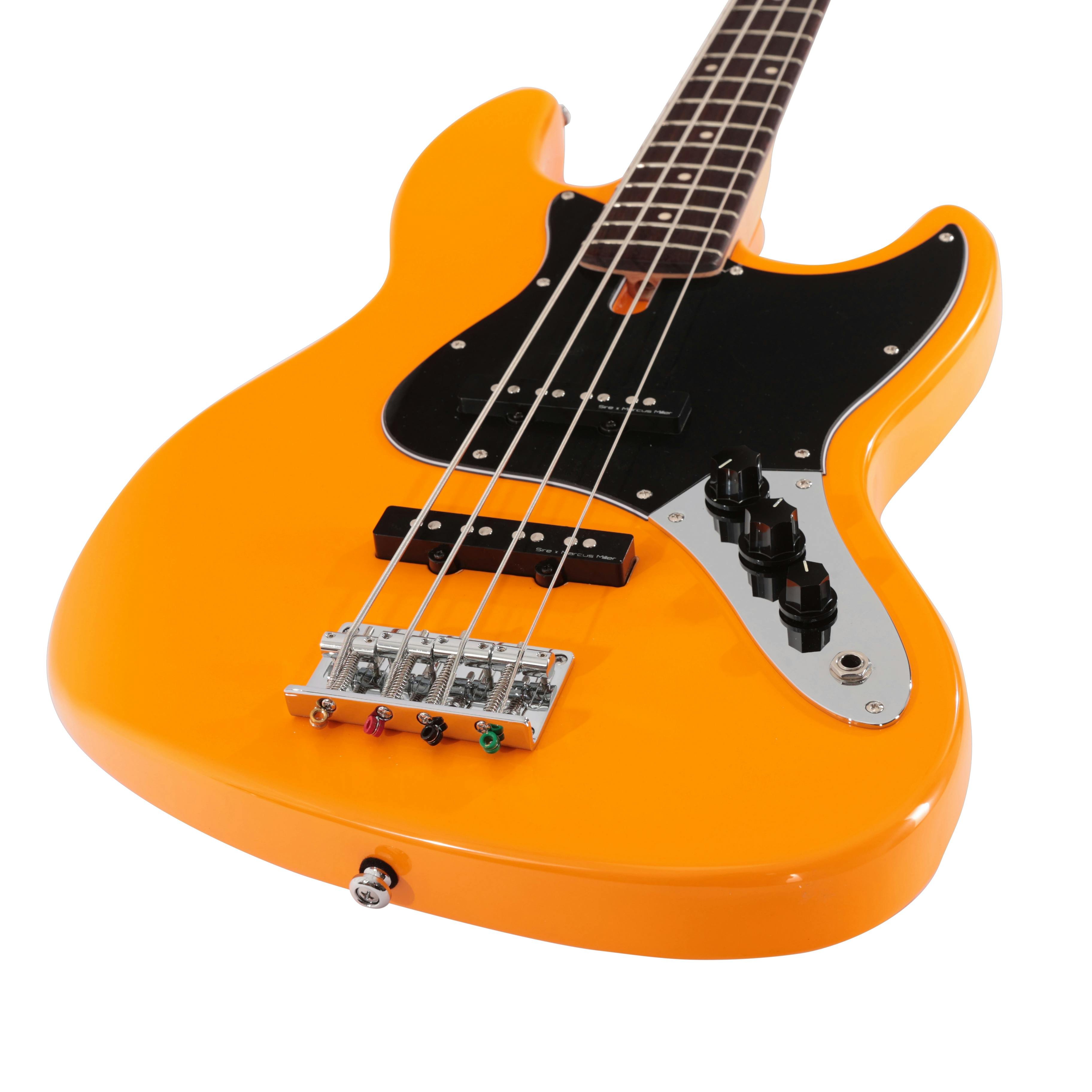 Sire Marcus Miller V3P Passive 4-String Bass Guitar in Orange - SIREV3P4ORG-Sire-V3P-Passive-4-String-Bass-Orange-Angle.jpg