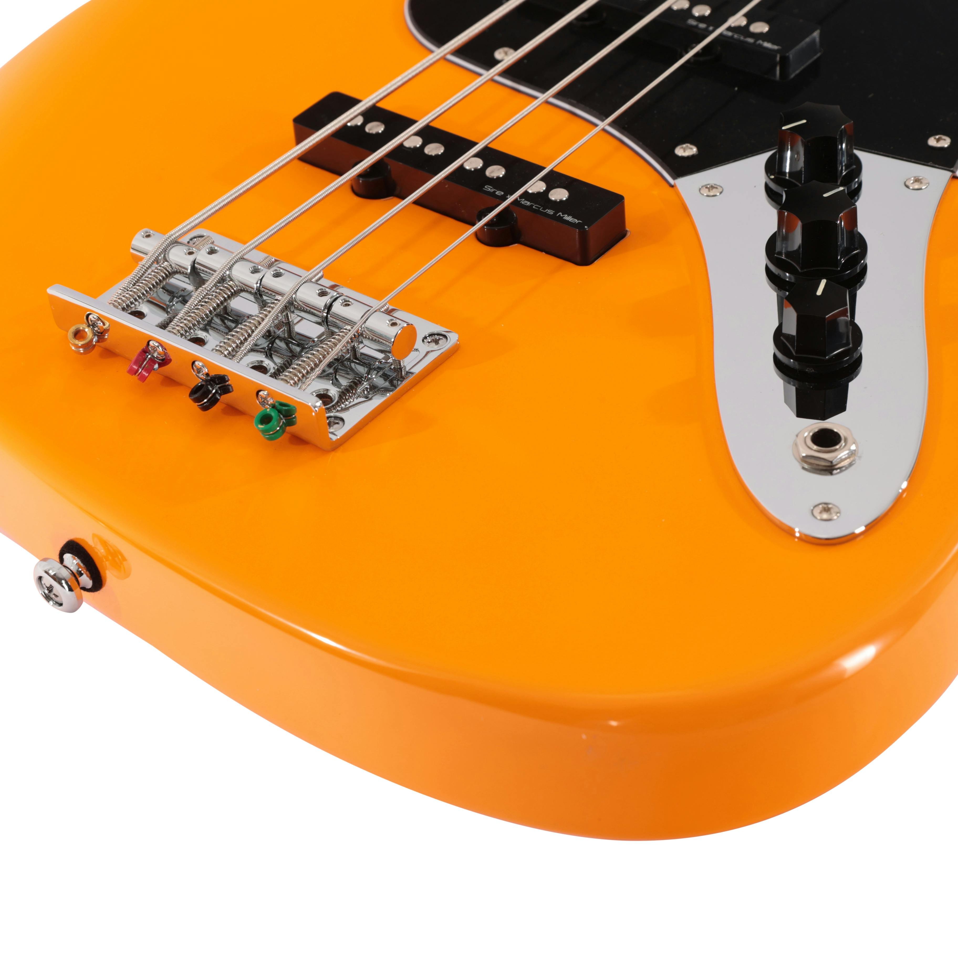 Sire Marcus Miller V3P Passive 4-String Bass Guitar in Orange - SIREV3P4ORG-Sire-V3P-Passive-4-String-Bass-Orange-Controls.jpg