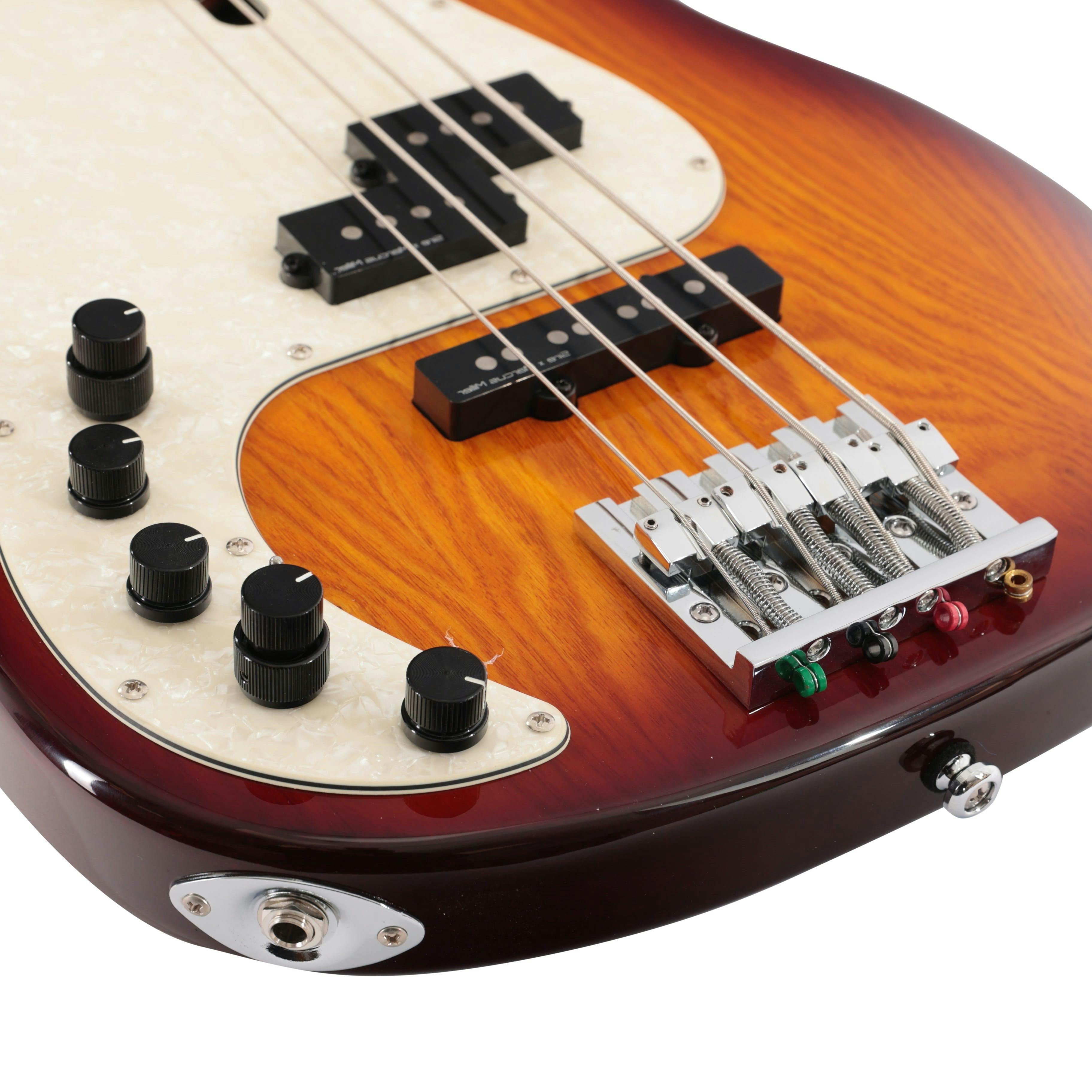 Sire P8 4-String Ash Left Handed Bass Guitar in Tobacco Sunburst - SIREP8AW4LTS-SIREP8AW4TS-Sire-P8-4-String-Bass-Tobacco-Sunburst-Controls-left-handed.jpg