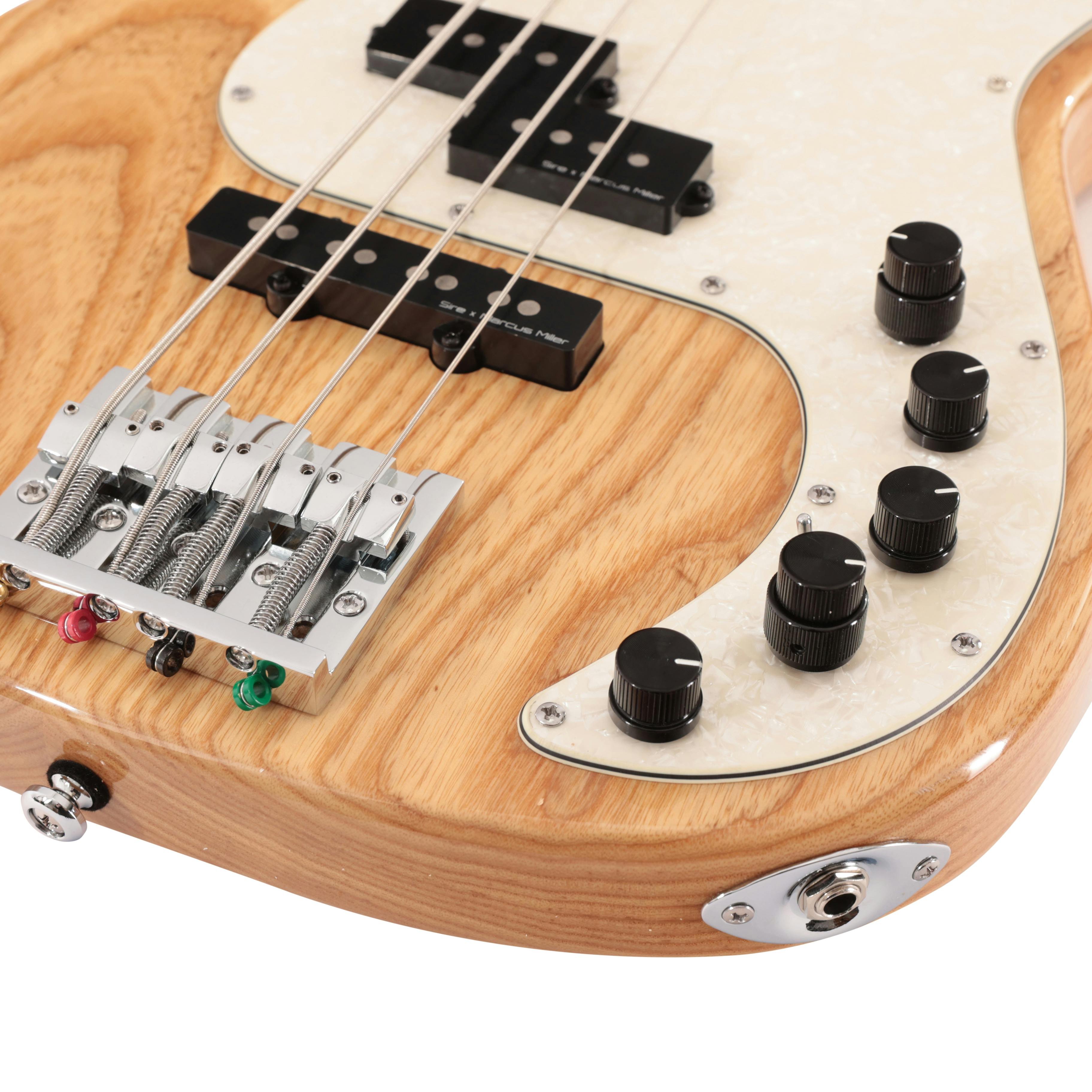 Sire Marcus Miller P8 Swamp Ash 4-String Bass Guitar in Natural - SIREP8AW4NT-Sire-P8-4-String-Bass-Natural-Controls.jpg