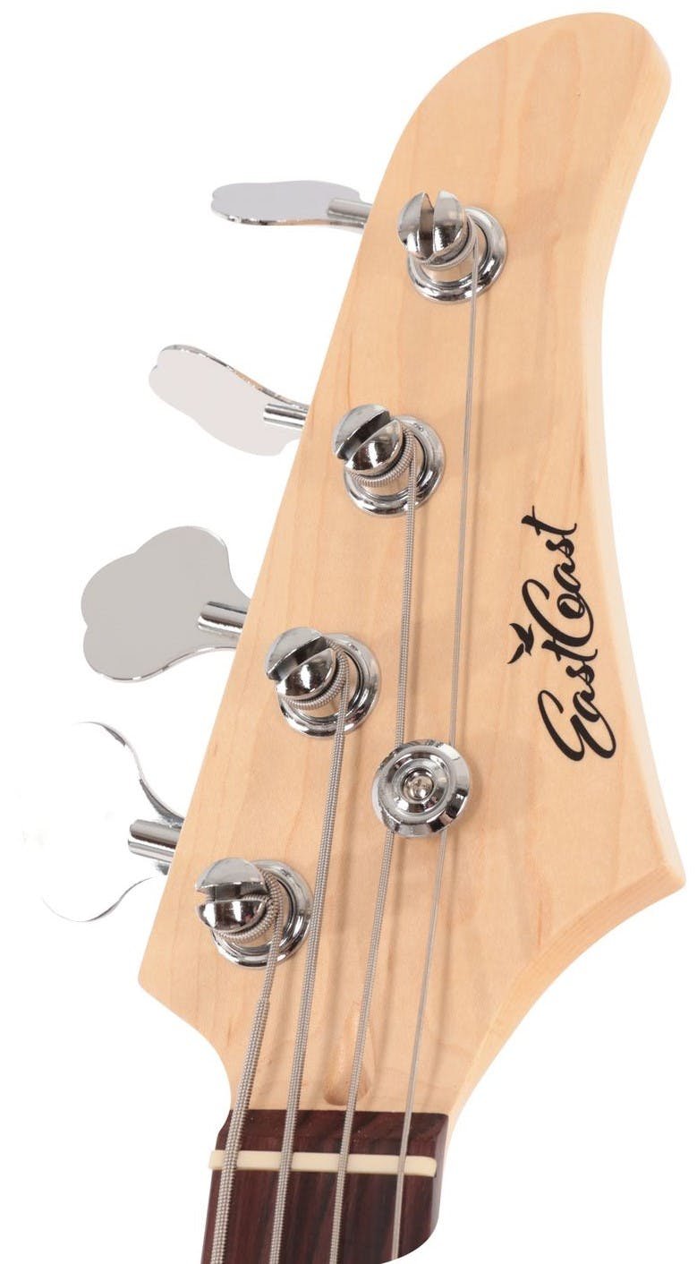 EastCoast PJ4 Electric Bass Guitar in Yellow Black Guard Rosewood Fretboard - EC-PJ4-YL-Eastcoast-PJ4-Electric-Bass-Guitar-in-Yellow-Headstock.jpg