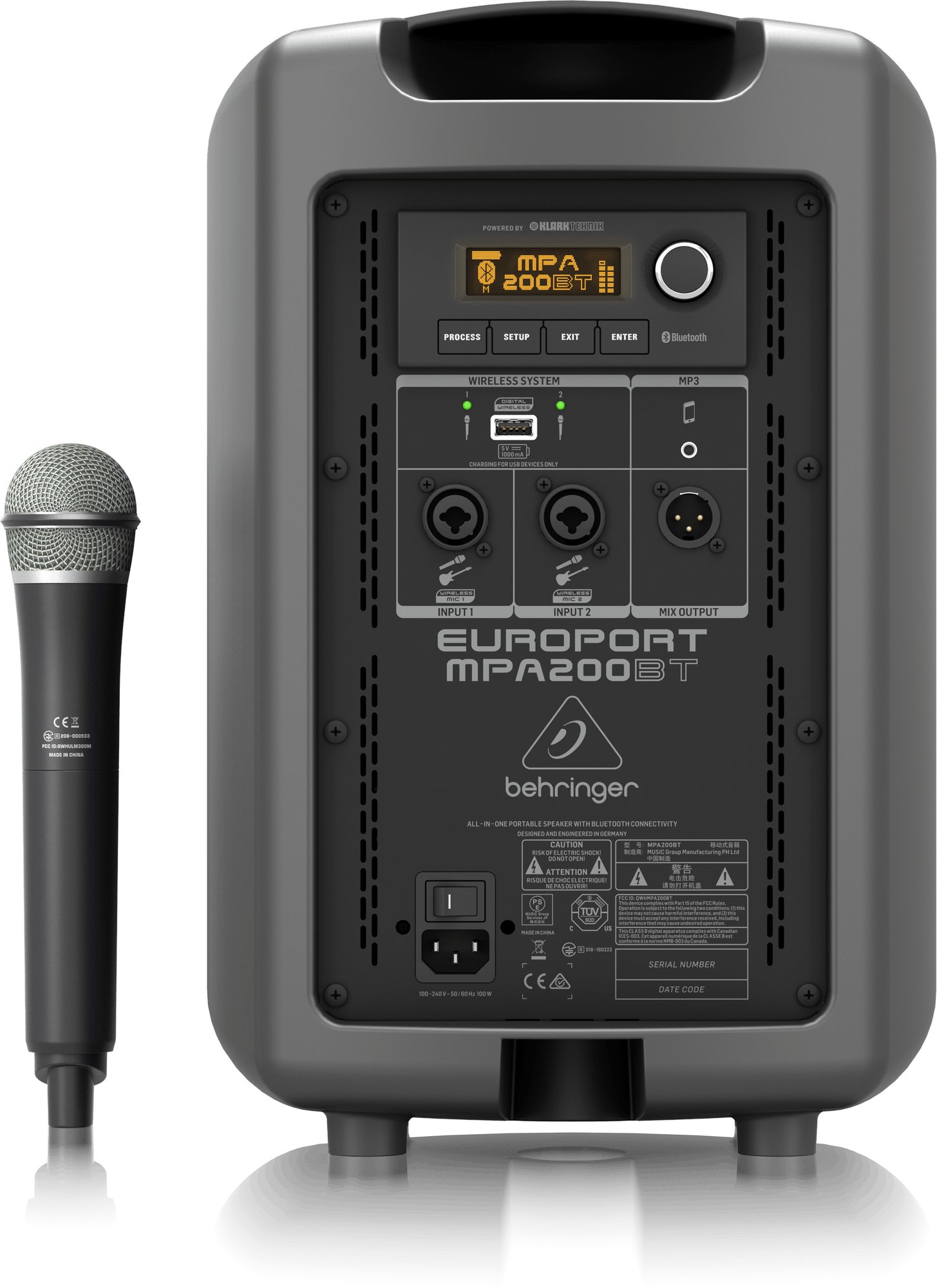 Behringer MPA200BT All-in-One Portable 200-Watt Speaker with Wireless Microphone, - 436037-MPA200BT_P0A8S_Rear_XL.jpg