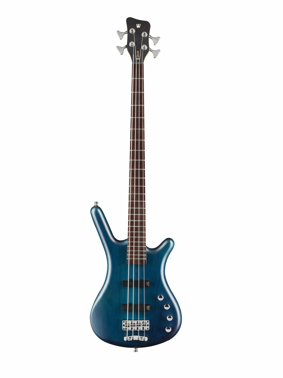 Warwick RockBass Guitar Corvette Basic 4 in Ocean Blue Trans Satin - 143748-02_bridge_pickups_pots_switches_straplock.jpg