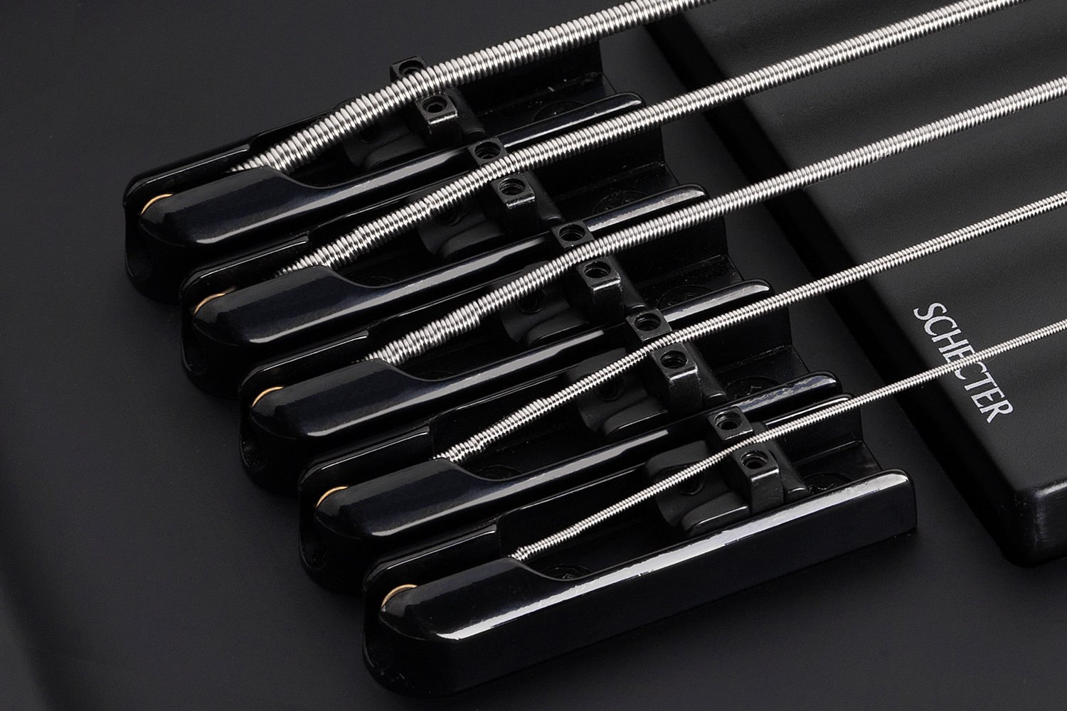 Schecter Stiletto Stealth 5-String Bass Guitar in Satin Black - STILETTO STEALTH 5 SBK BRIDGE.jpg