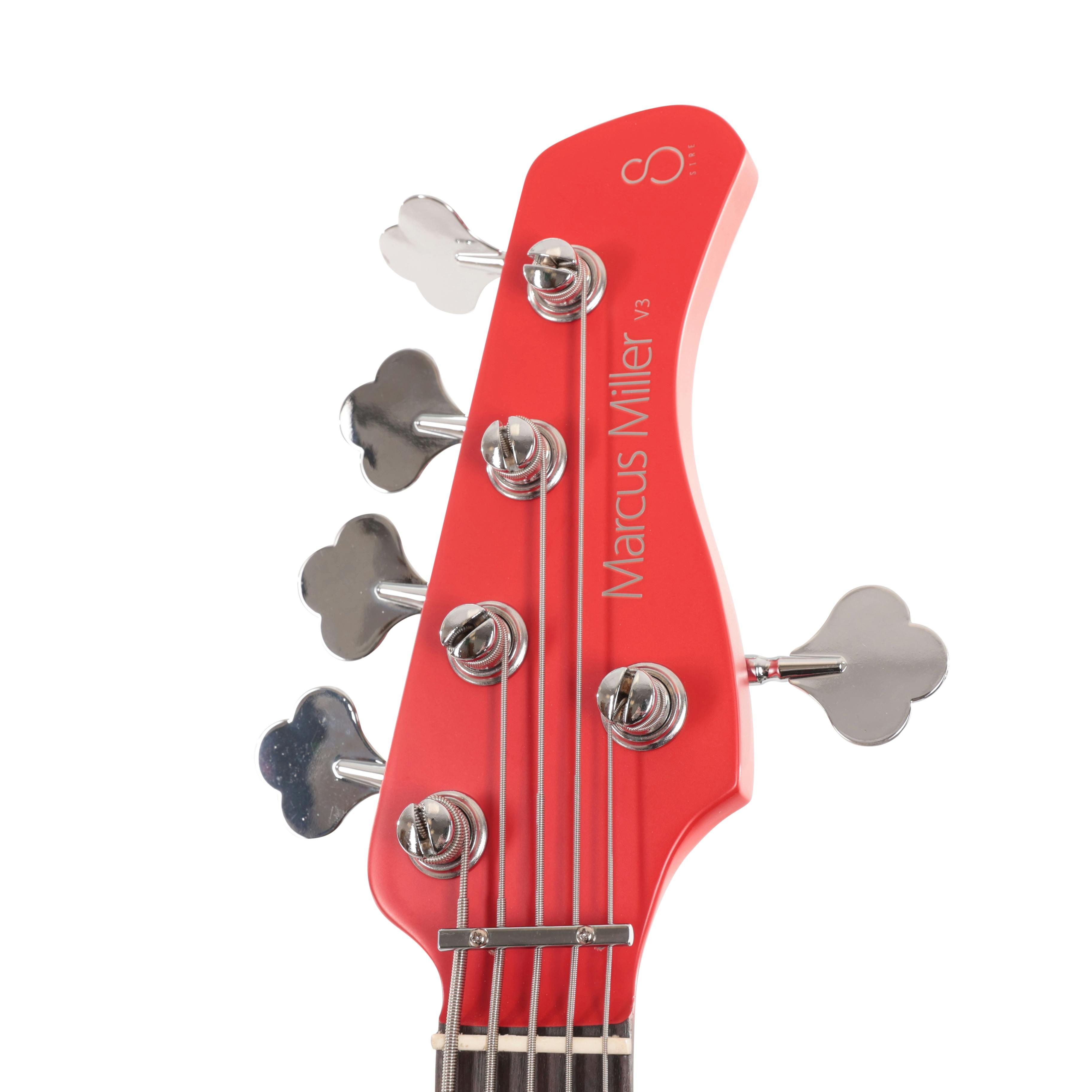 Sire Marcus Miller V3P Passive 5-String Bass Guitar in Satin Red - SIREV3P5RS-Sire-V3P-Passive-5-String-Bass-Satin-Red-Headstock.jpg