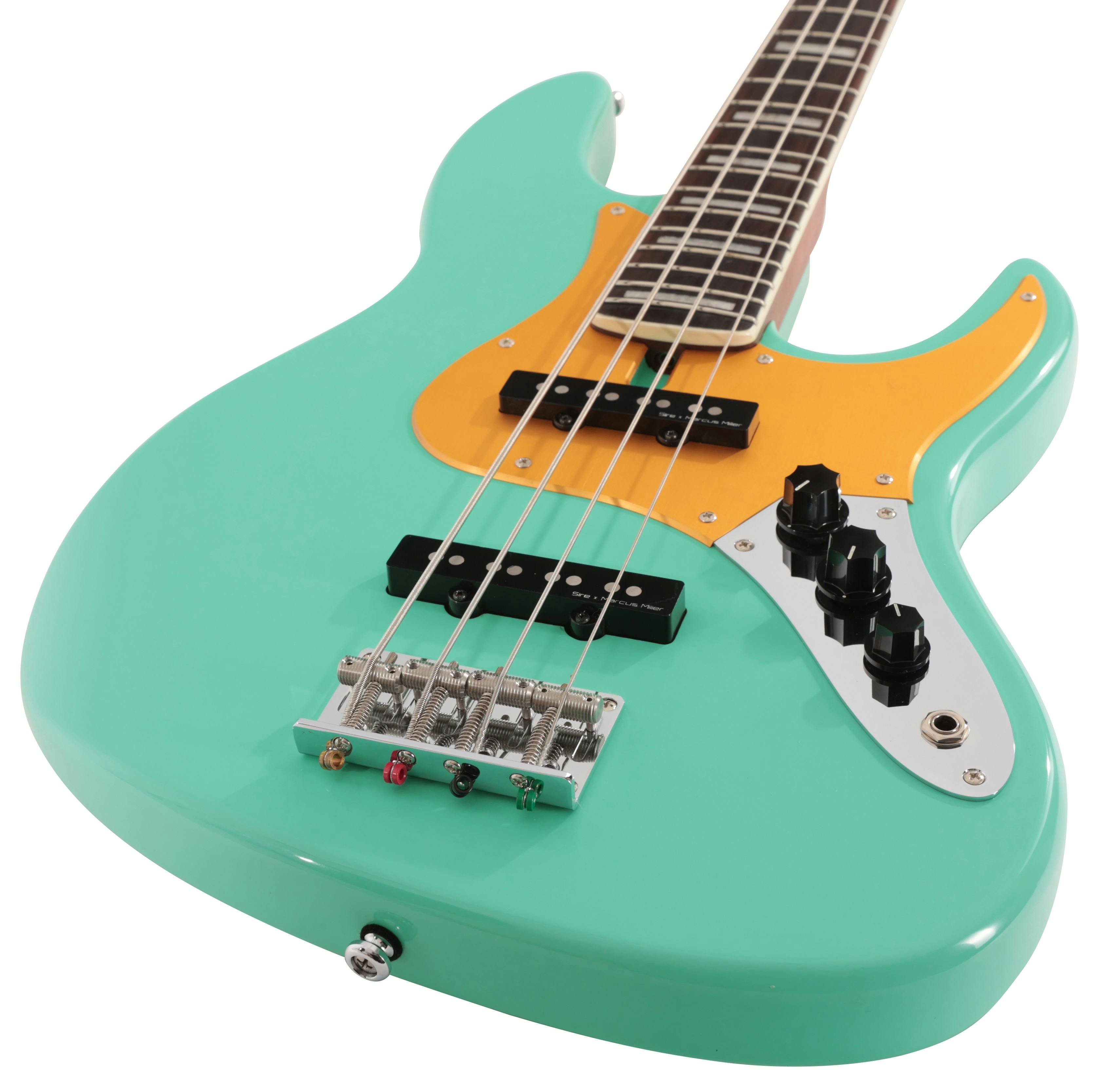Sire Marcus Miller V5 24 Fret 4-String Bass Guitar in Mild Green - SIRE24V54MLG-Sire-V5-24-Fret-4-String-Bass-Mild-Green-Angle.jpg