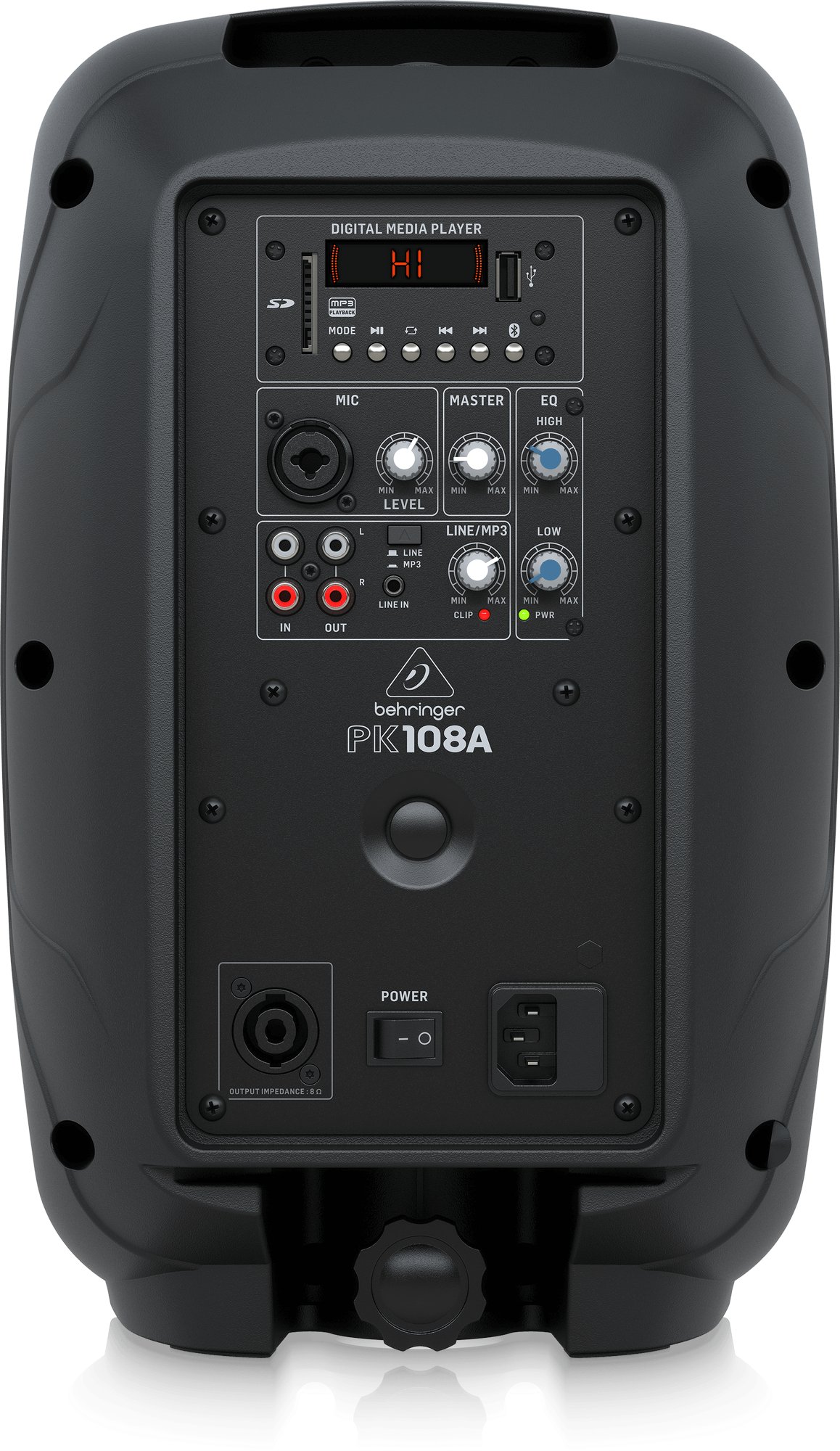 Behringer PK108A Active 250 Watt 8" PA Speaker System - 452628-PK108A_P0E3X_Rear_XL.jpg