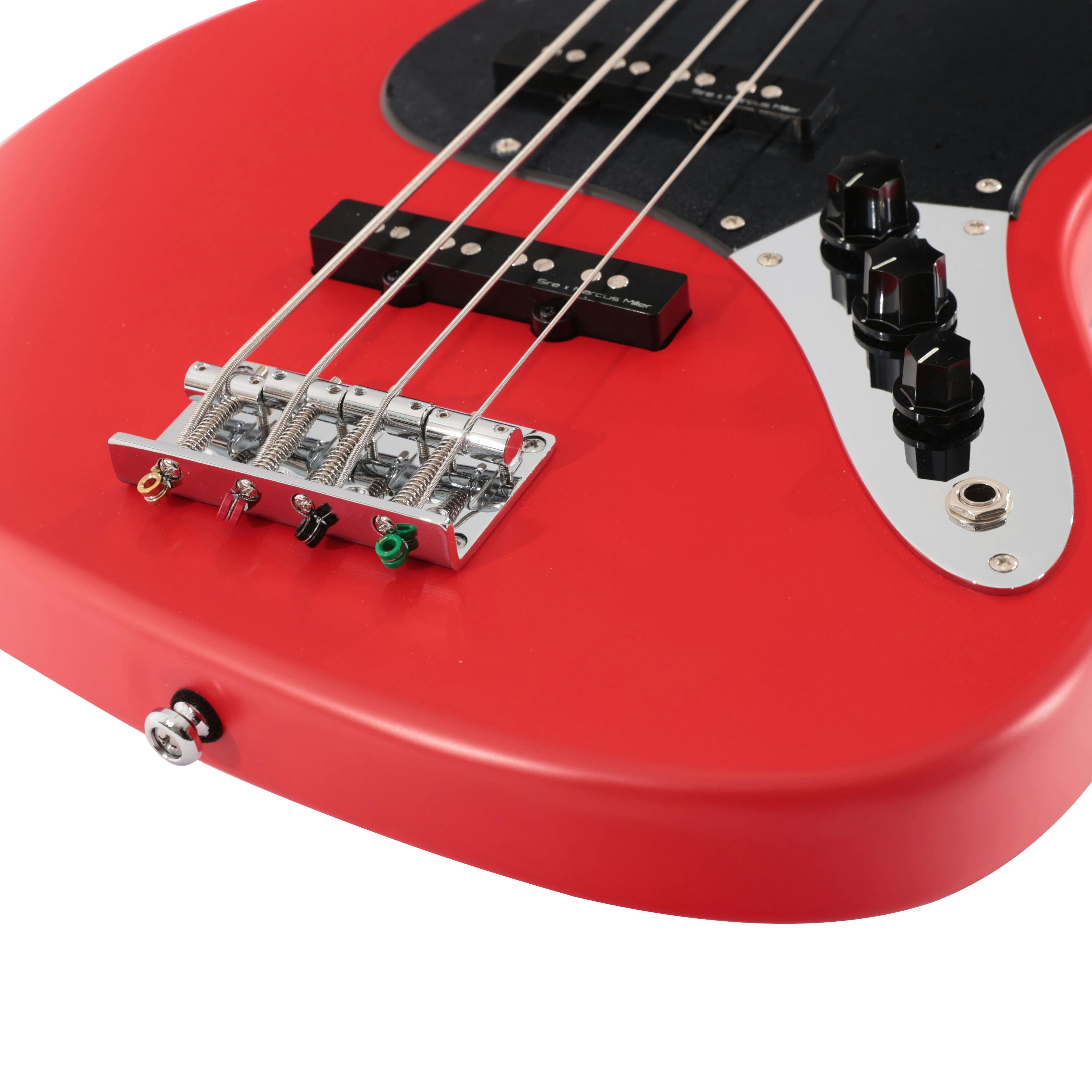 Sire Marcus Miller V3P Passive 4-String Bass Guitar in Satin Red - SIREV3P4RS-Sire-V3P-Passive-4-String-Bass-Satin-Red-Controls.jpg