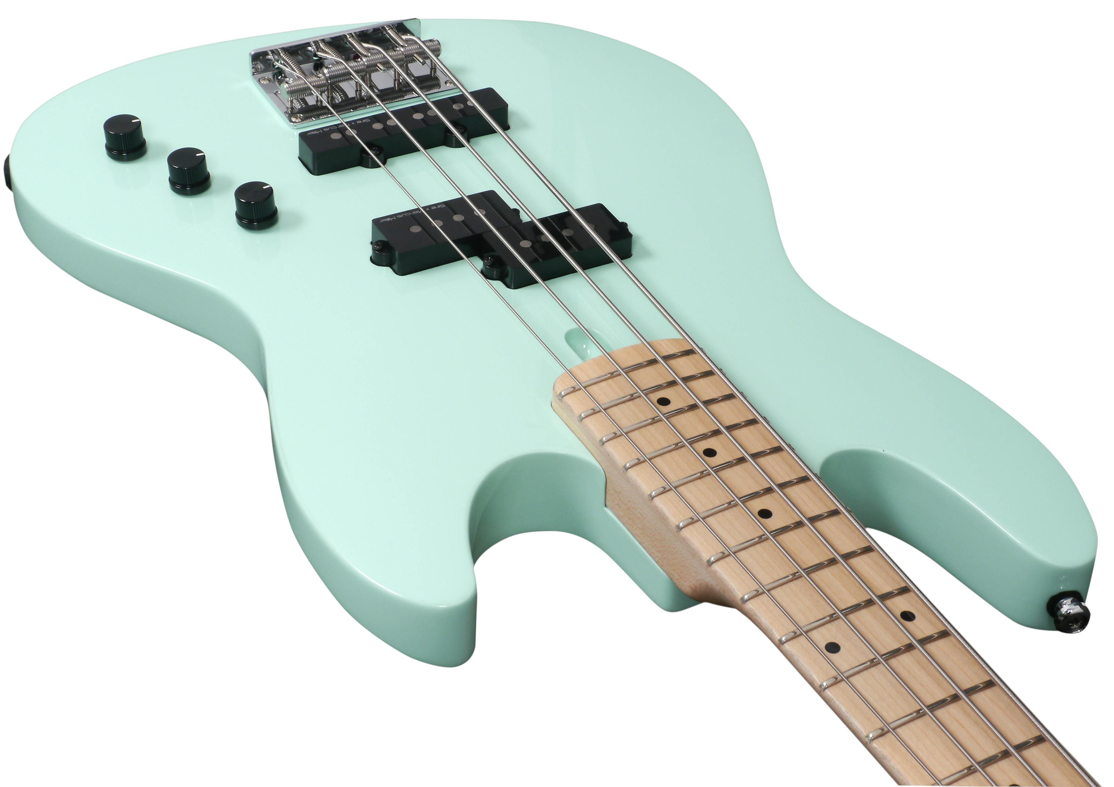 Sire Version 2 Marcus Miller U5 Short Scale Bass Guitar in Mint - VER2U5A4MINT-Sire-U5-Bass-Guitar-Mint-Green-Without-Binding-Body-Angle-2.jpg