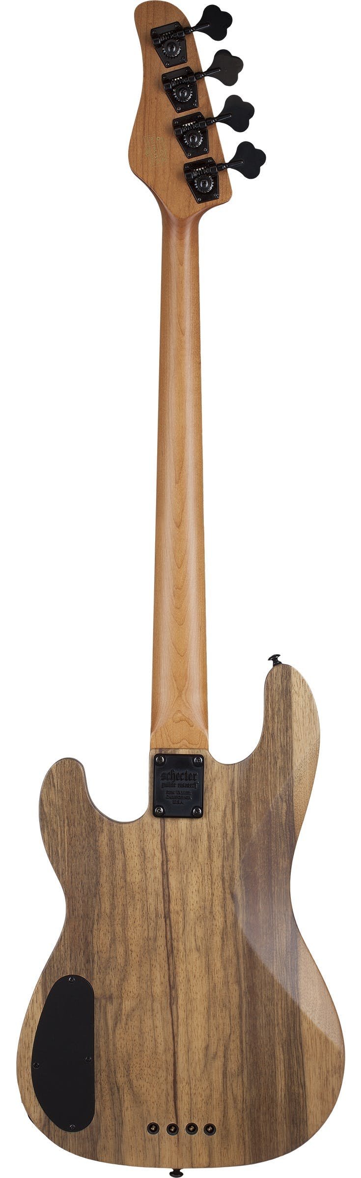 Schecter Model-T 4 Exotic Bass Guitar in Natural Satin Ziricote - SCH-BAS-2834-Schecter-Exotic-Model-T-4-Bass-Ziricote-Back.jpg