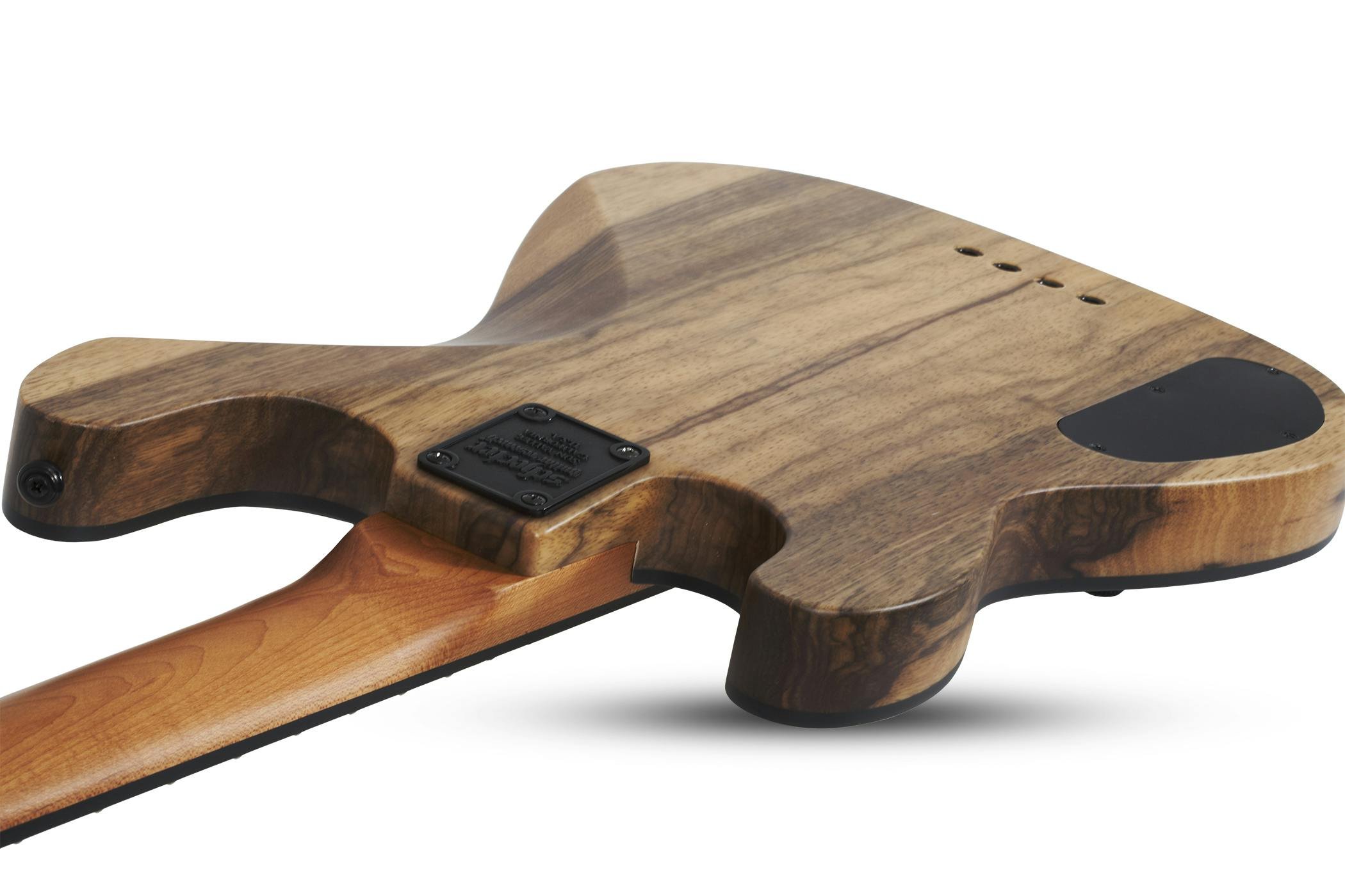 Schecter Model-T 4 Exotic Bass Guitar in Natural Satin Ziricote - SCH-BAS-2834-Schecter-Exotic-Model-T-4-Bass-Ziricote-Body-Angle-Back-3.jpg