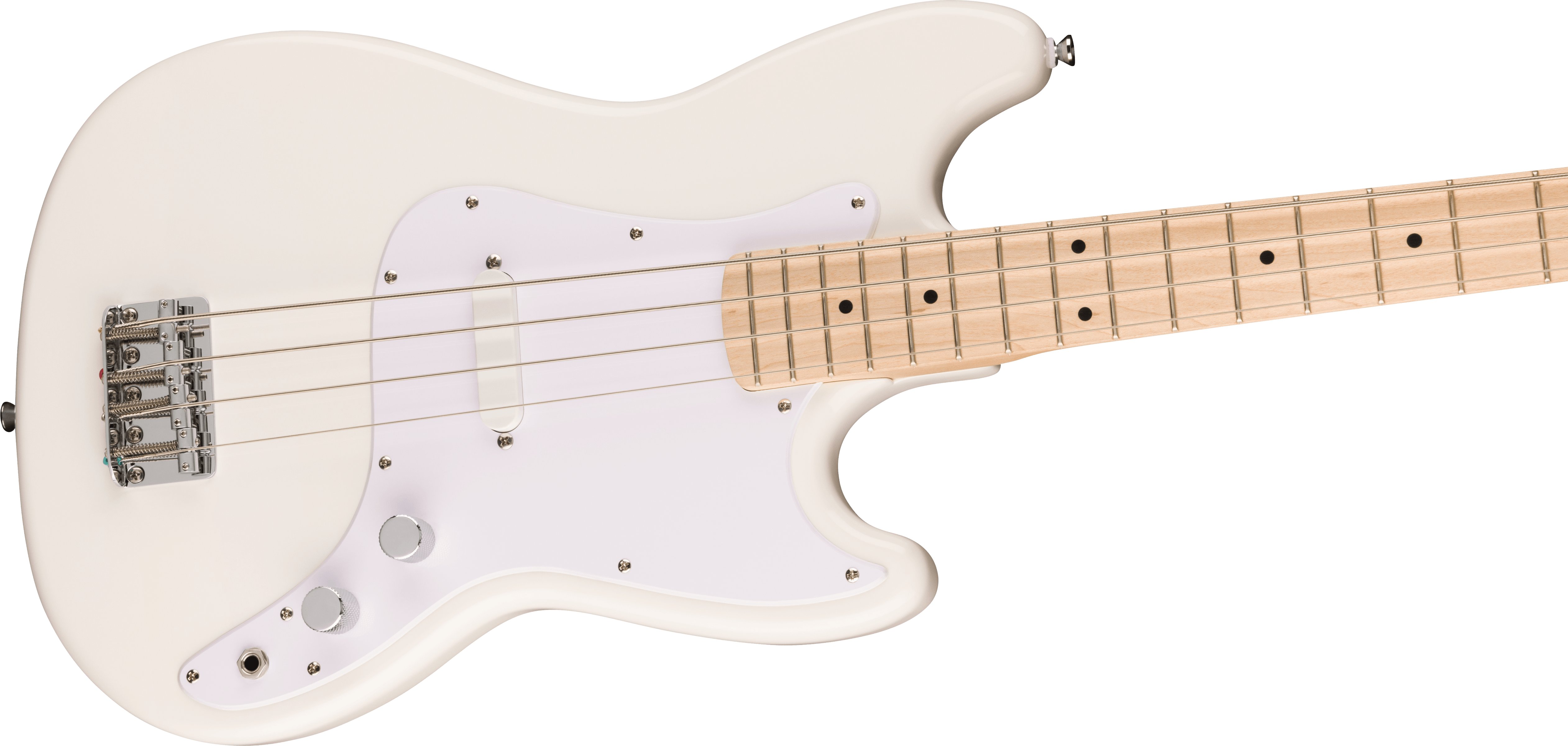 Squier Sonic Bronco Bass Guitar in Arctic White - 0373802580-Squier-Sonic-Bronco-Bass-Guitar-Arctic-White-Angle.jpg