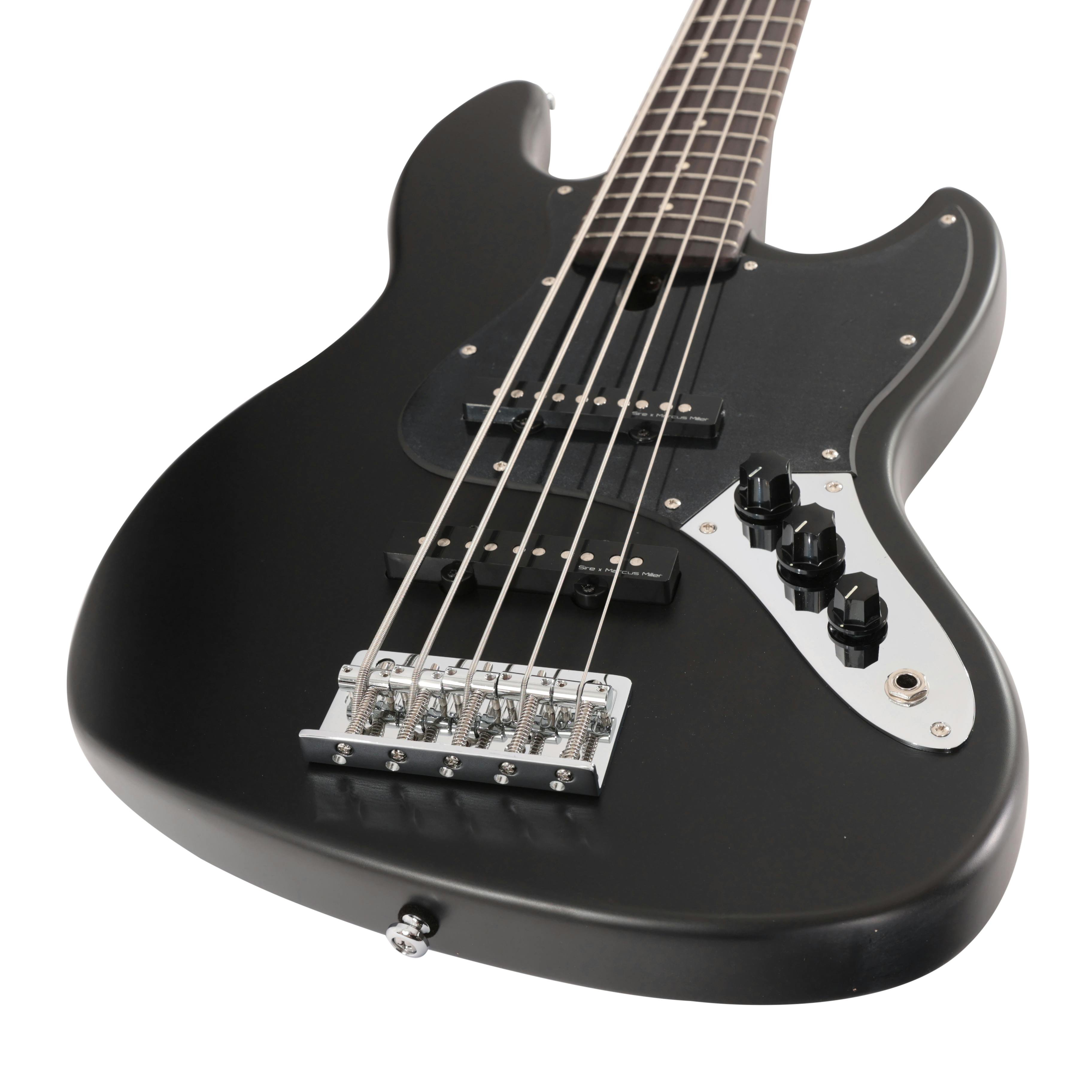 Sire Marcus Miller V3P Passive 5-String Bass Guitar in Satin Black - SIREV3P5BKS-Sire-V3P-Passive-5-String-Bass-Satin-Black-Angle.jpg