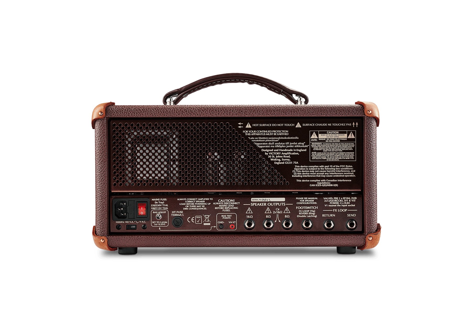 Victory VC35 The Copper EL84 Compact Sleeve Guitar Amplifier Head - VC35HCOMPACT-victory-the-copper-wooden-head-lifestyle-back-white.jpg