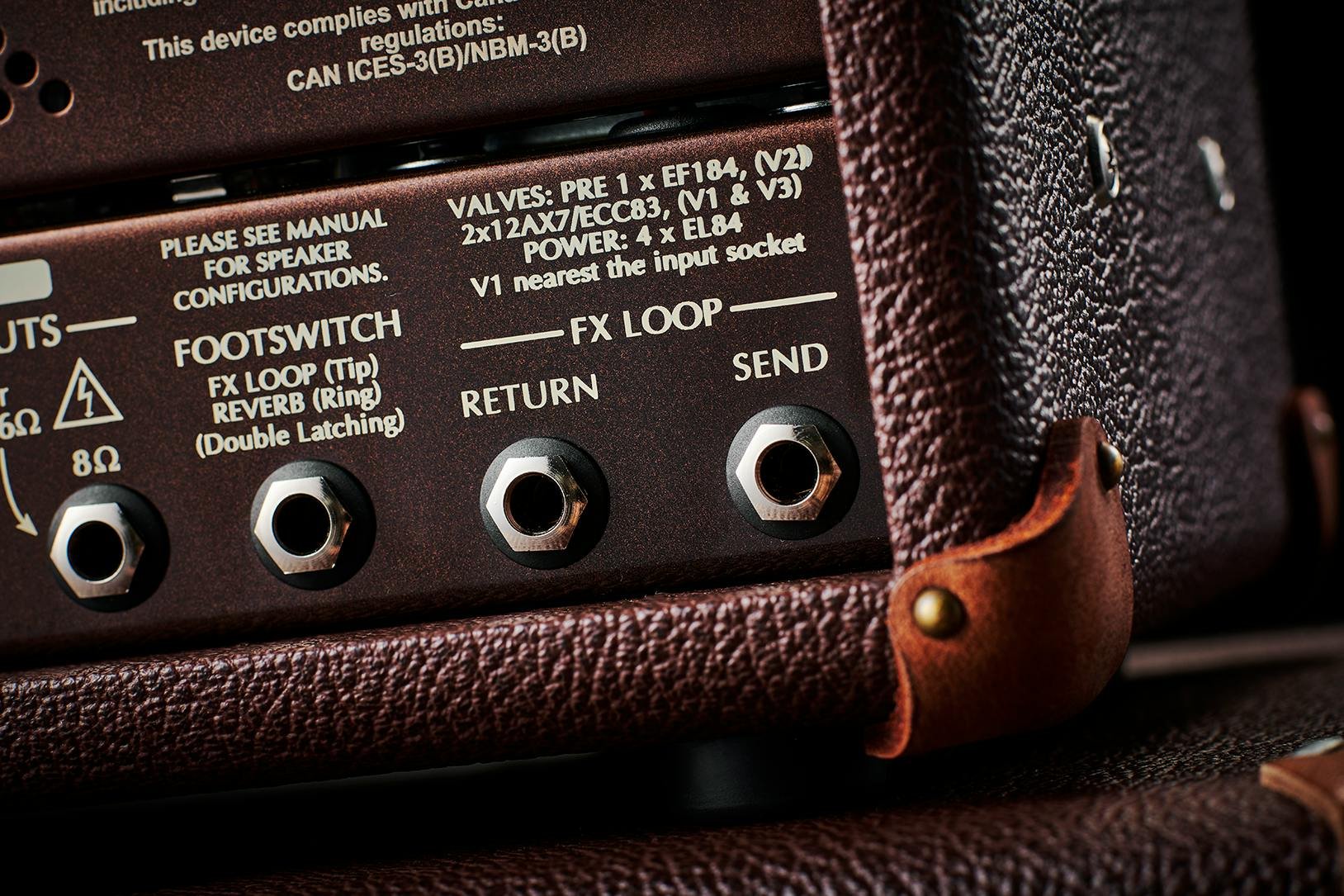 Victory VC35 The Copper EL84 Compact Sleeve Guitar Amplifier Head - VC35HCOMPACT-victory-the-copper-wooden-head-lifestyle-outputs.jpg