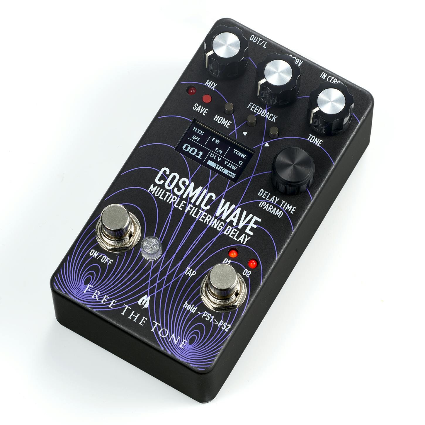 Free The Tone CW-1Y Cosmic Wave Multiple Filtering Delay Pedal - 538303-Free-The-Tone-CW-1Y-Cosmic-Wave-Pedal-Angle.jpg