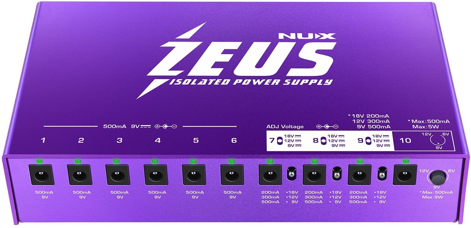 NUX Zeus Guitar Pedal Power Supply - NUXZEUS-NUX-Zeus-Guitar-Pedal-Power-Supply-Front-Top.jpg