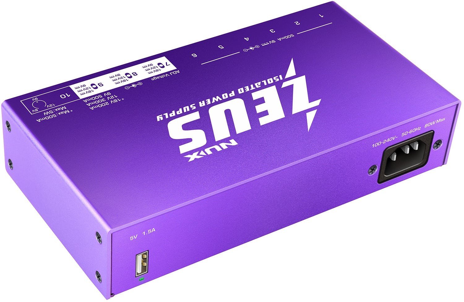 NUX Zeus Guitar Pedal Power Supply - NUXZEUS-NUX-Zeus-Guitar-Pedal-Power-Supply-Back-Left.jpg