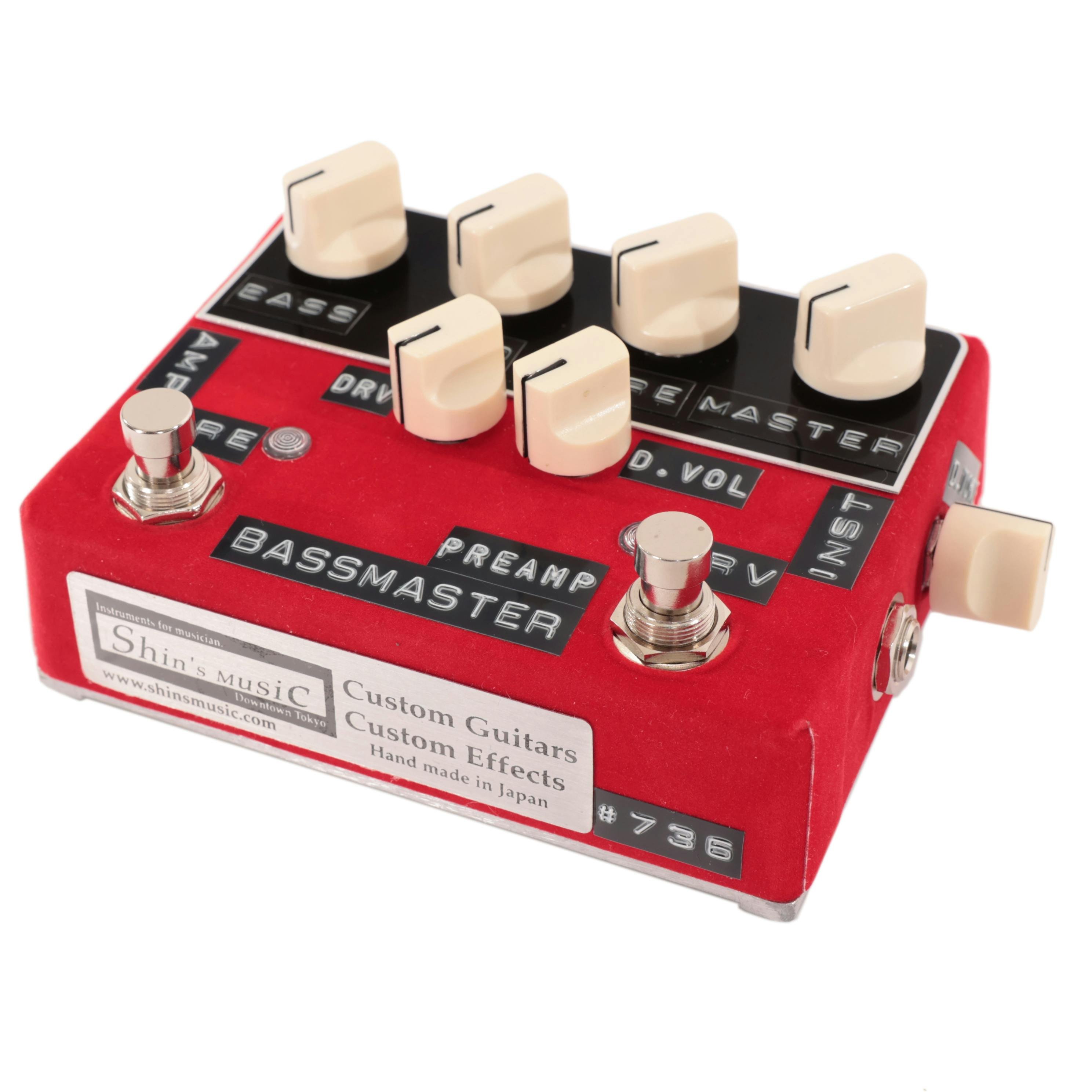 Shin's Music Bass Master Pre-Amp Pedal in Red in Cream Knobs