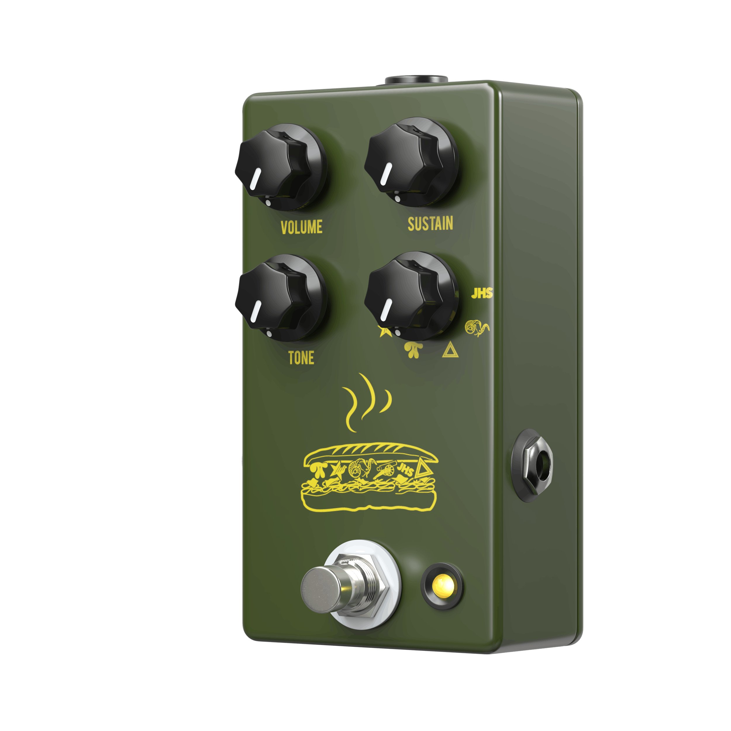 JHS Pedals Muffuletta Fuzz Pedal in Army Green - 470272-JHS Pedals Muffuletta Green Left Side.jpg