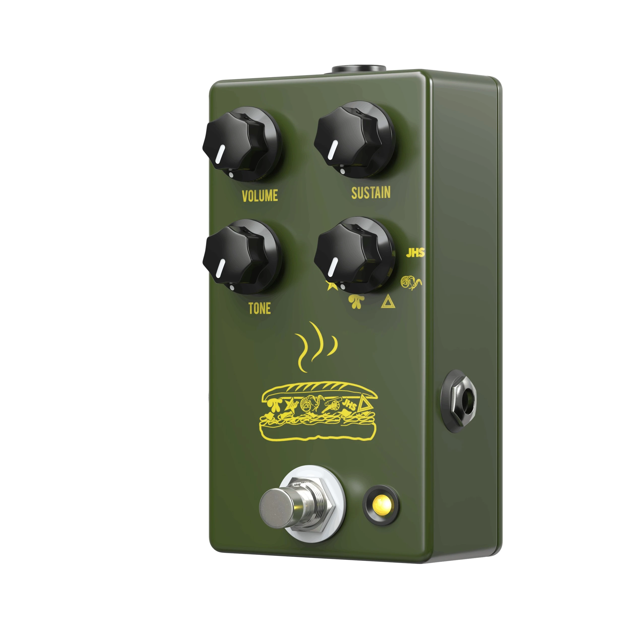 JHS Pedals Muffuletta Fuzz Pedal in Army Green - 470272-JHS Pedals Muffuletta Green Left Side.jpg